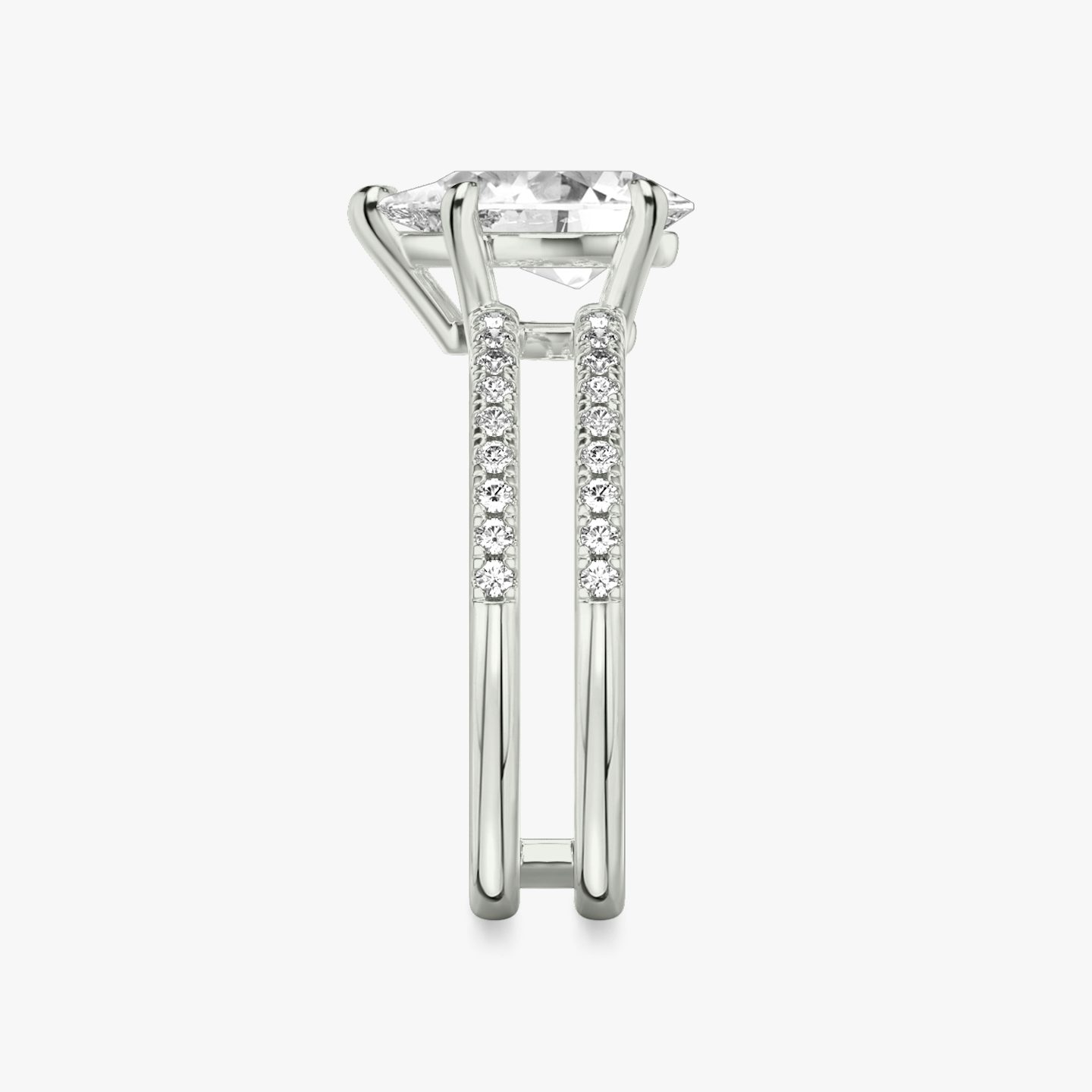 The Double Band | Pear | 18k | 18k White Gold | Band: Pavé | Band stone shape: Round Brilliant | Diamond orientation: vertical | Carat weight: See full inventory