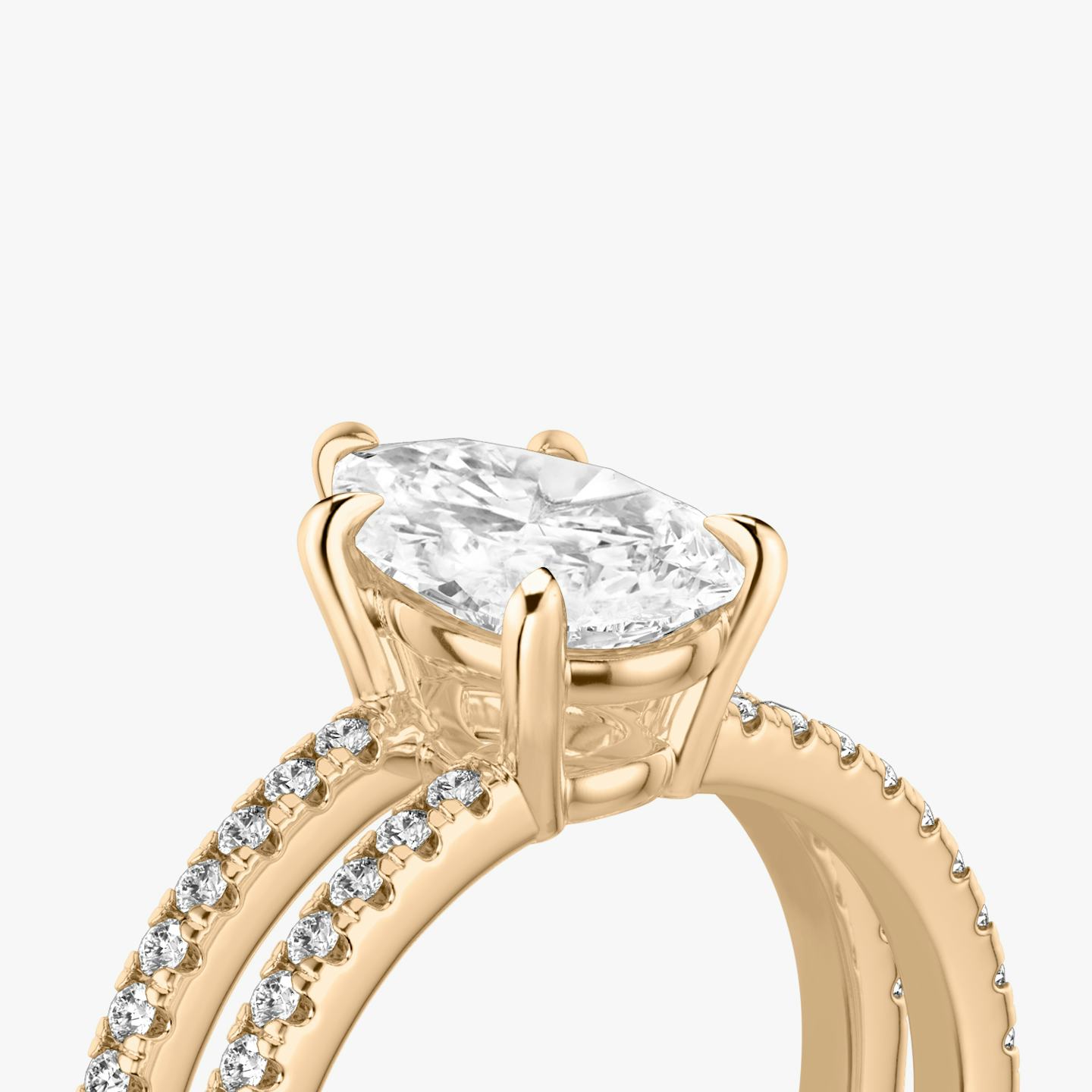 The Double Band | Pear | 14k | 14k Rose Gold | Band: Pavé | Band stone shape: Round Brilliant | Diamond orientation: vertical | Carat weight: See full inventory
