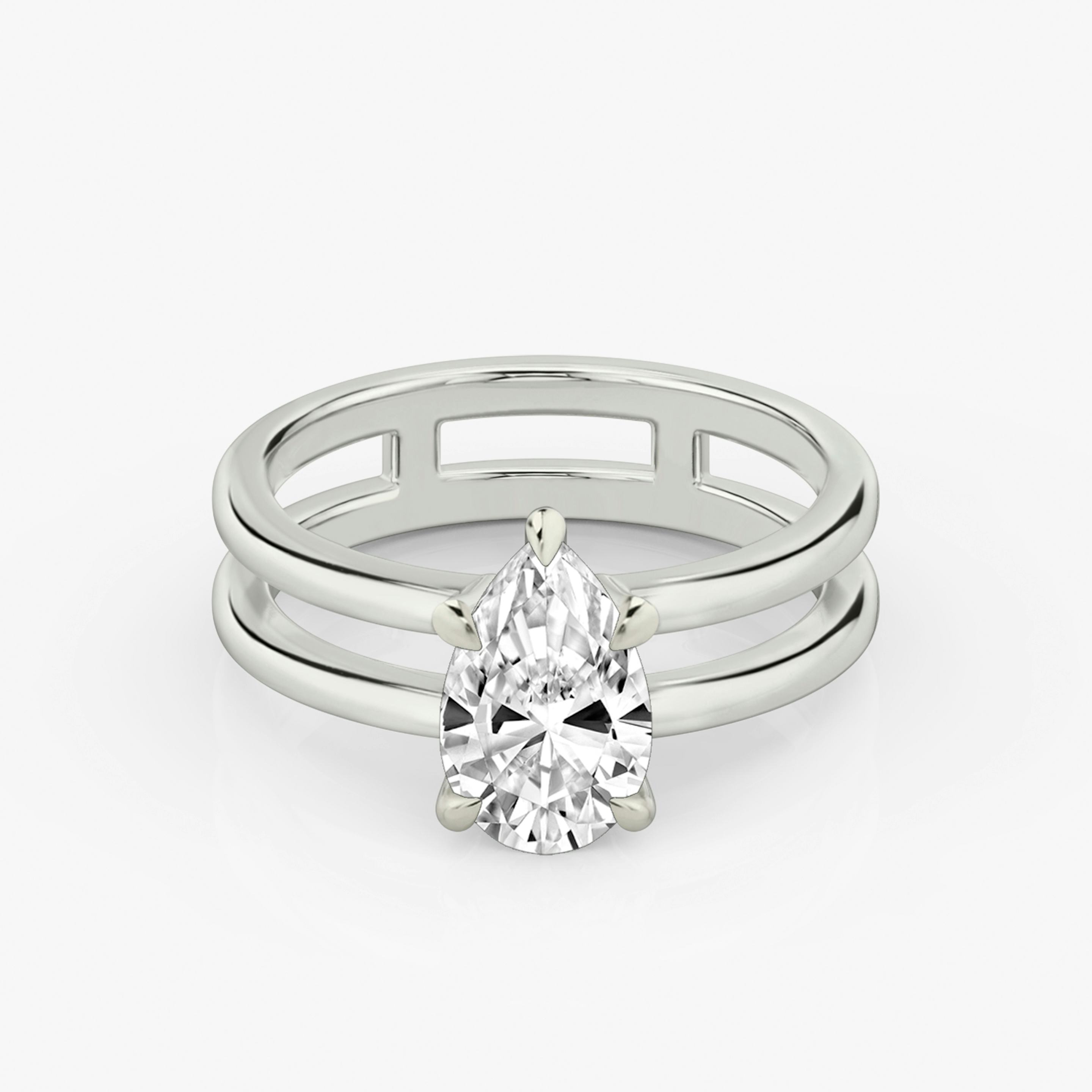 The Double Band | Pear | Platinum | Band: Plain | Diamond orientation: vertical | Carat weight: See full inventory