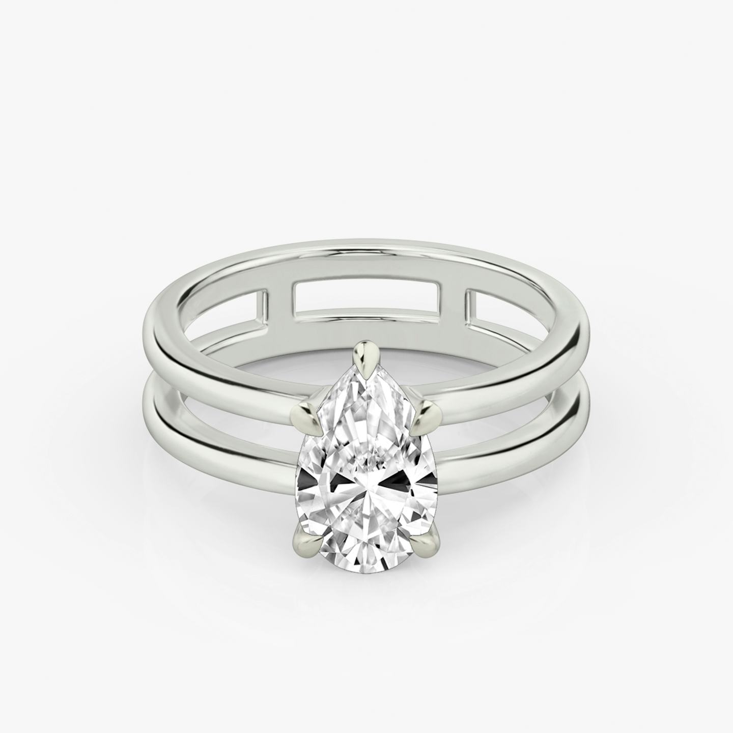 The Double Band | Pear | 18k | 18k White Gold | Band: Plain | Diamond orientation: vertical | Carat weight: See full inventory