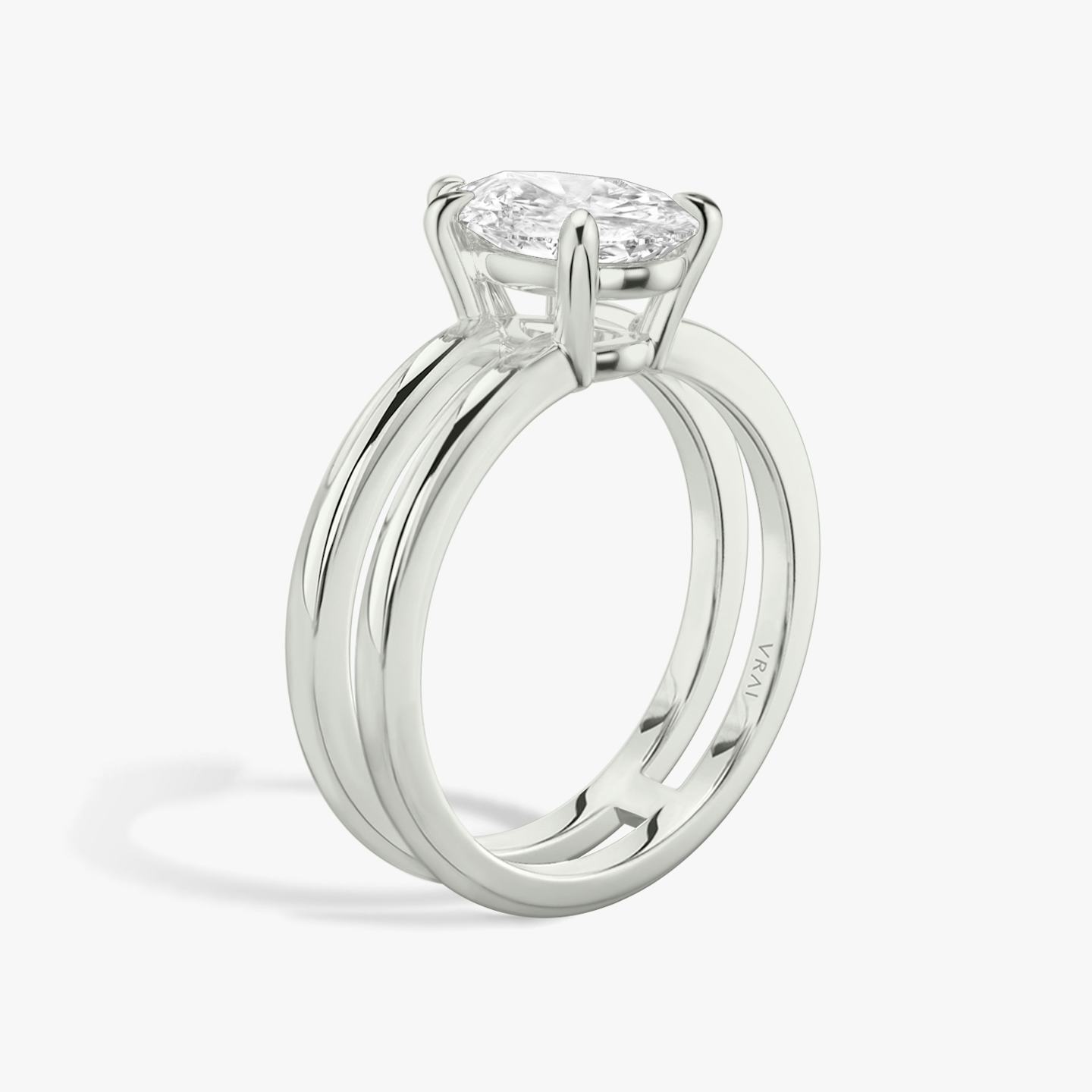 The Double Band | Pear | Platinum | Band: Plain | Diamond orientation: vertical | Carat weight: See full inventory