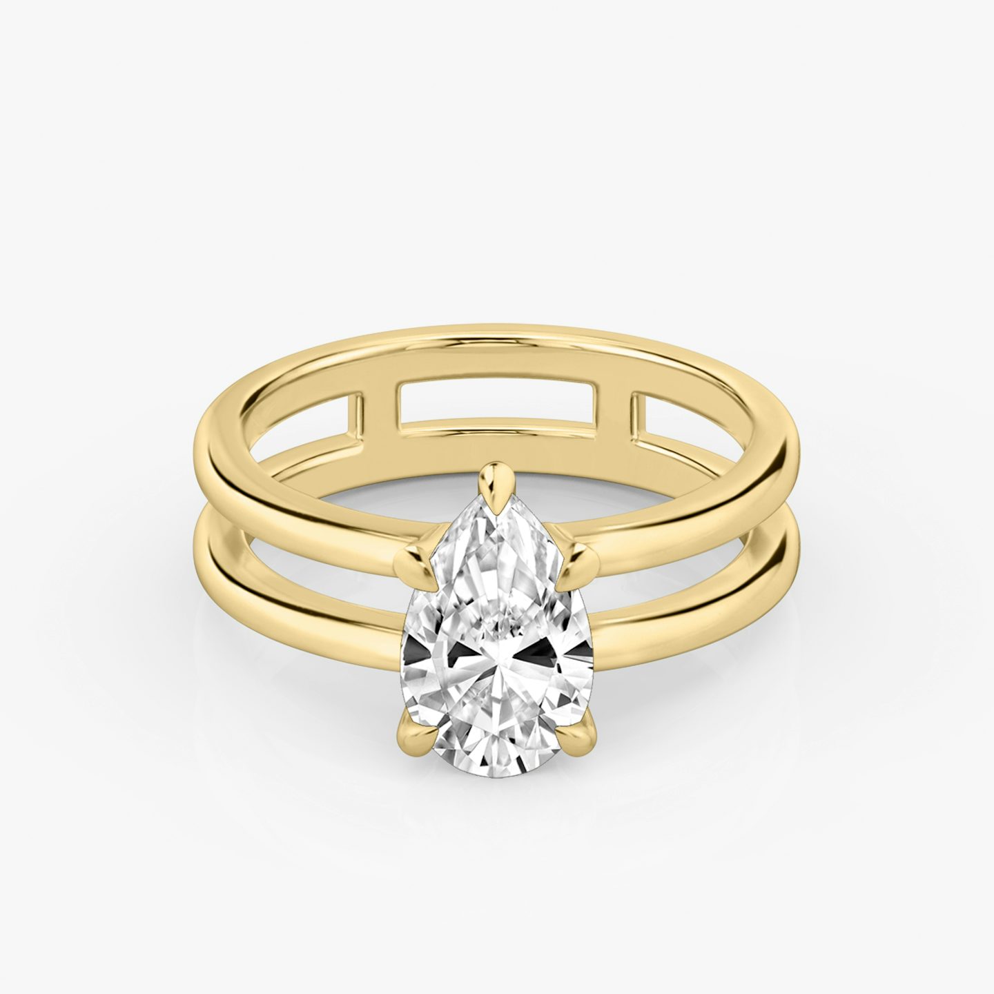 The Double Band | Pear | 18k | 18k Yellow Gold | Band: Plain | Diamond orientation: vertical | Carat weight: See full inventory