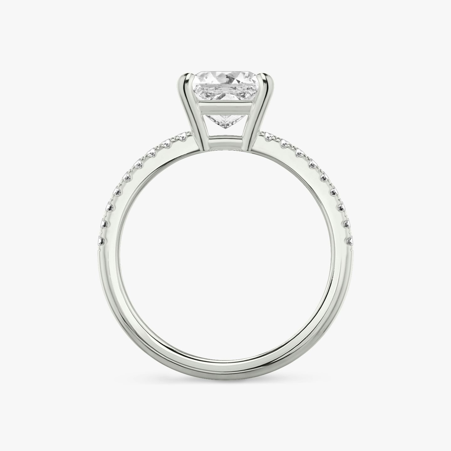 undefined | Princess | 18k | 18k White Gold | Band: Pavé | Band stone shape: Round Brilliant | Diamond orientation: vertical | Carat weight: See full inventory