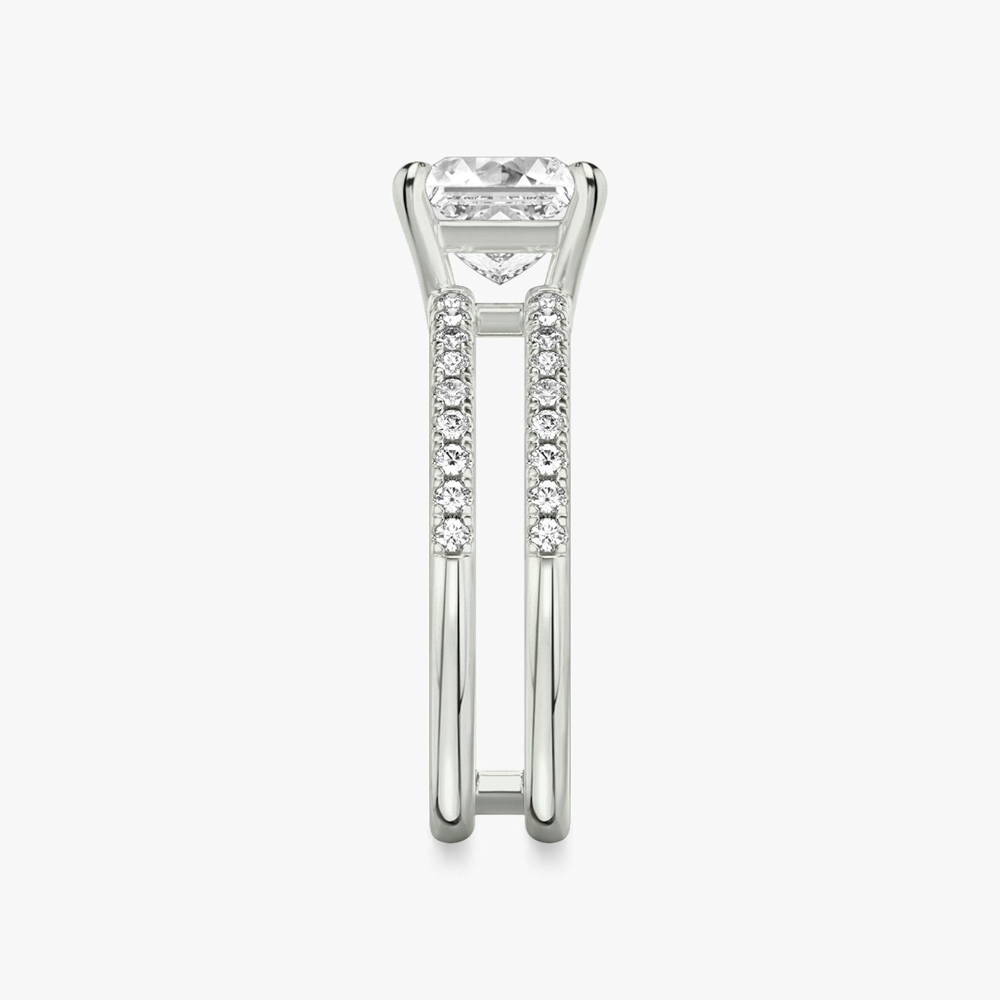 The Double Band | Princess | 18k | 18k White Gold | Band: Pavé | Band stone shape: Round Brilliant | Diamond orientation: vertical | Carat weight: See full inventory