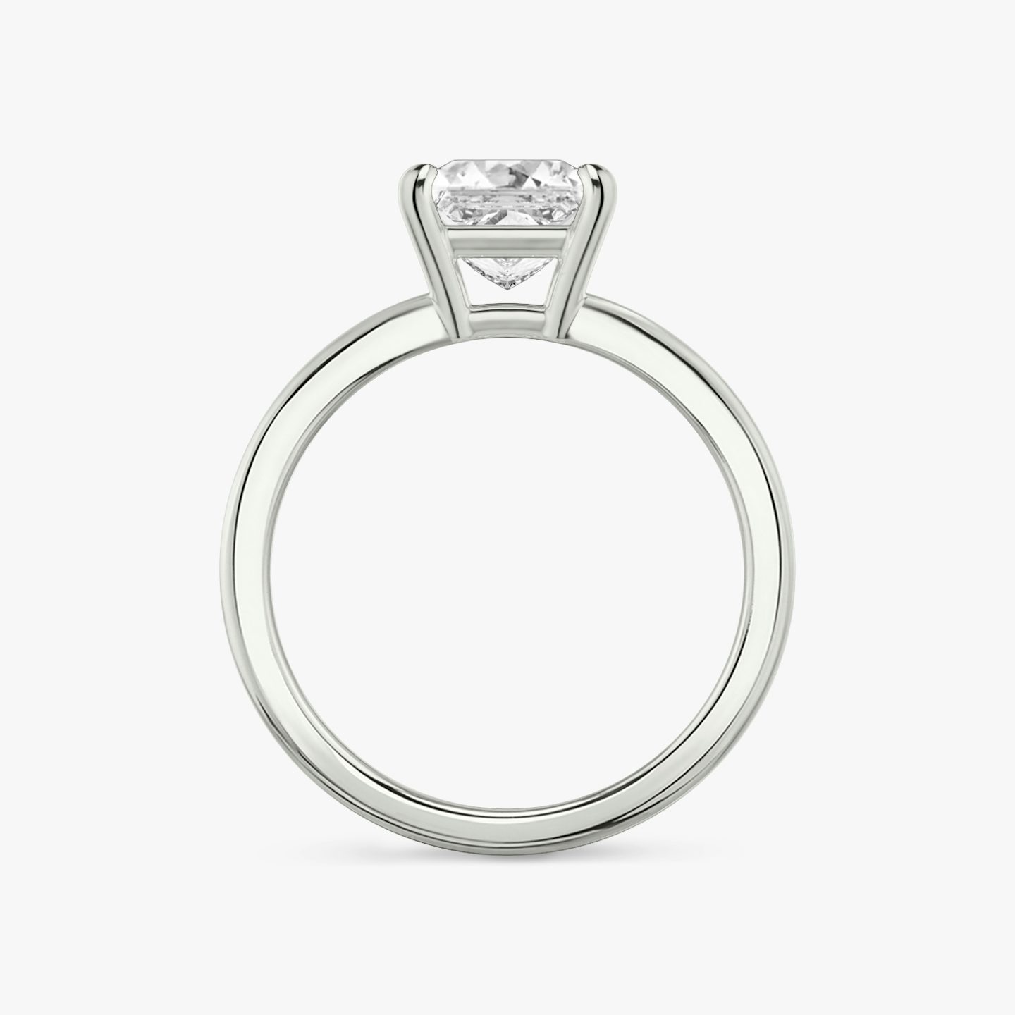 the double band solitaire engagement ring princess plain platinum profile view