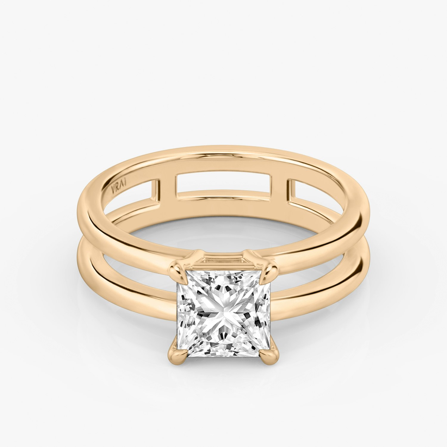 Double Band Princess Engagement Ring | 14k Rose Gold