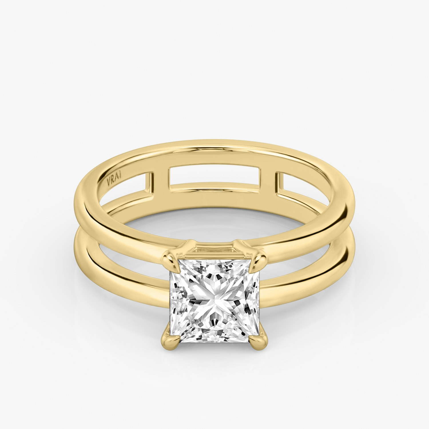 Double Band Princess Engagement Ring | 18k Yellow Gold