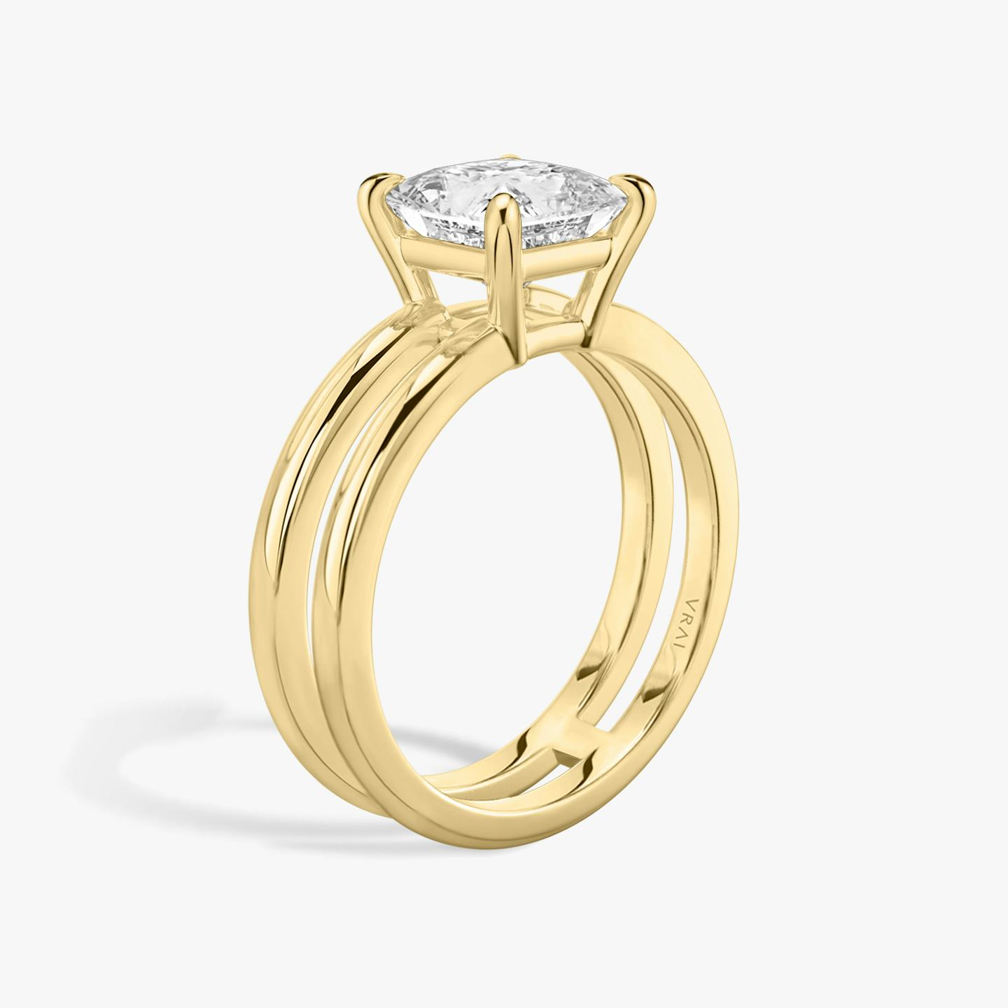 The Double Band | Princess | 18k | 18k Yellow Gold | Band: Plain | Diamond orientation: vertical | Carat weight: See full inventory