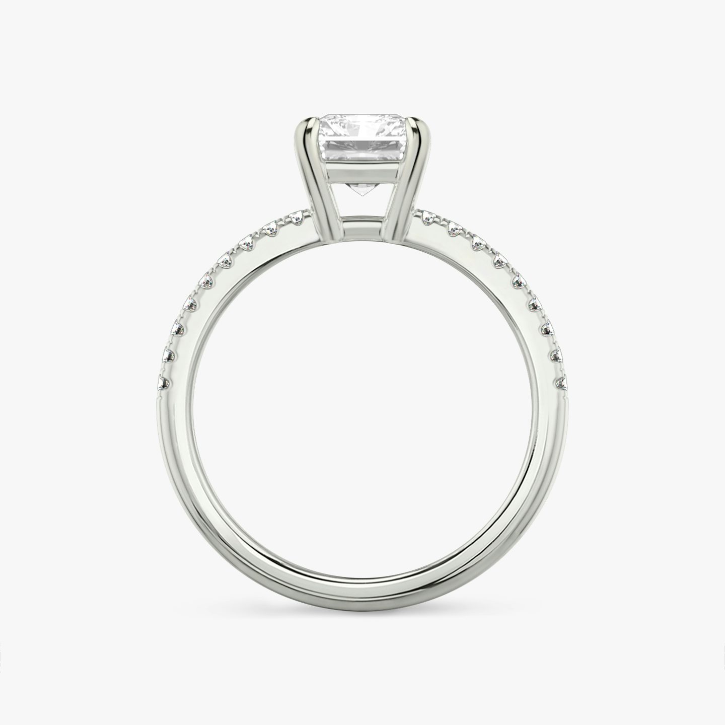 The Double Band | Radiant | 18k | 18k White Gold | Band: Pavé | Band stone shape: Round Brilliant | Diamond orientation: vertical | Carat weight: See full inventory
