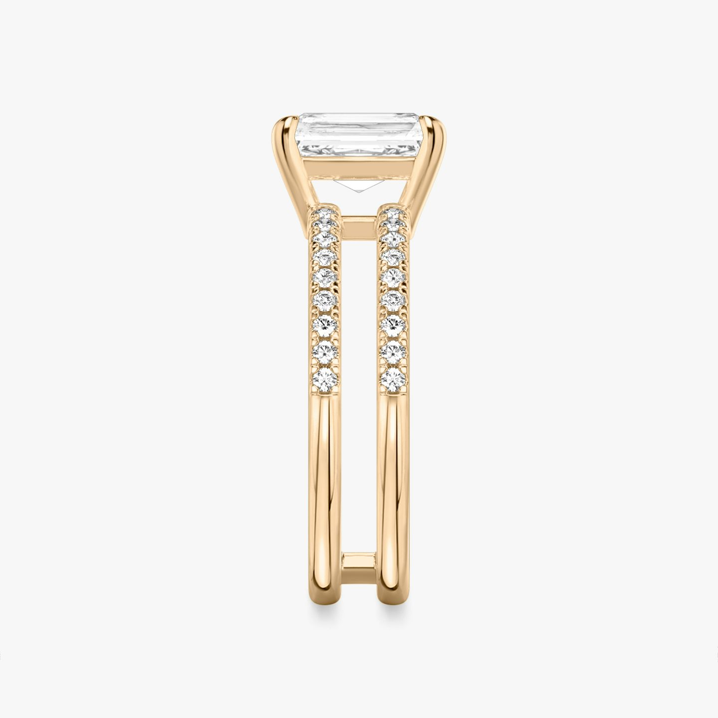 The Double Band | Radiant | 14k | 14k Rose Gold | Band: Pavé | Band stone shape: Round Brilliant | Diamond orientation: vertical | Carat weight: See full inventory