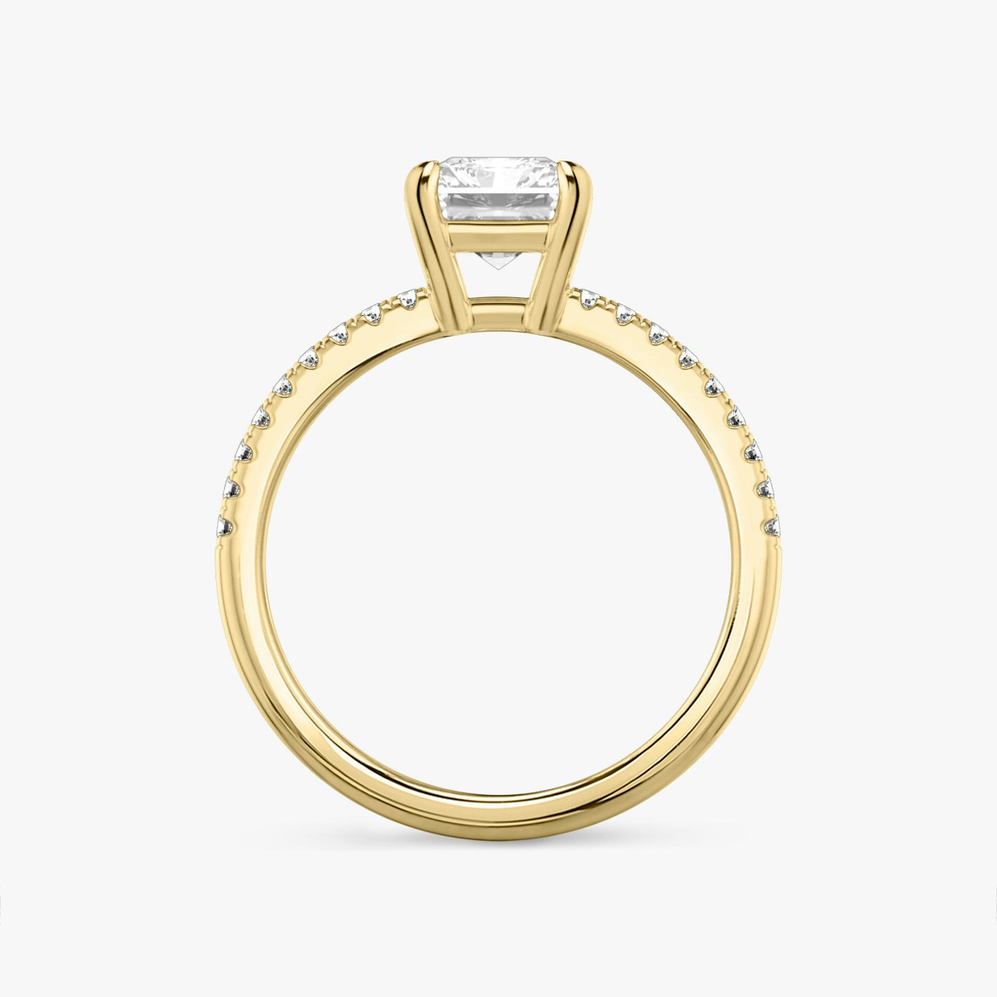 The Double Band | Radiant | 18k | 18k Yellow Gold | Band: Pavé | Band stone shape: Round Brilliant | Diamond orientation: vertical | Carat weight: See full inventory