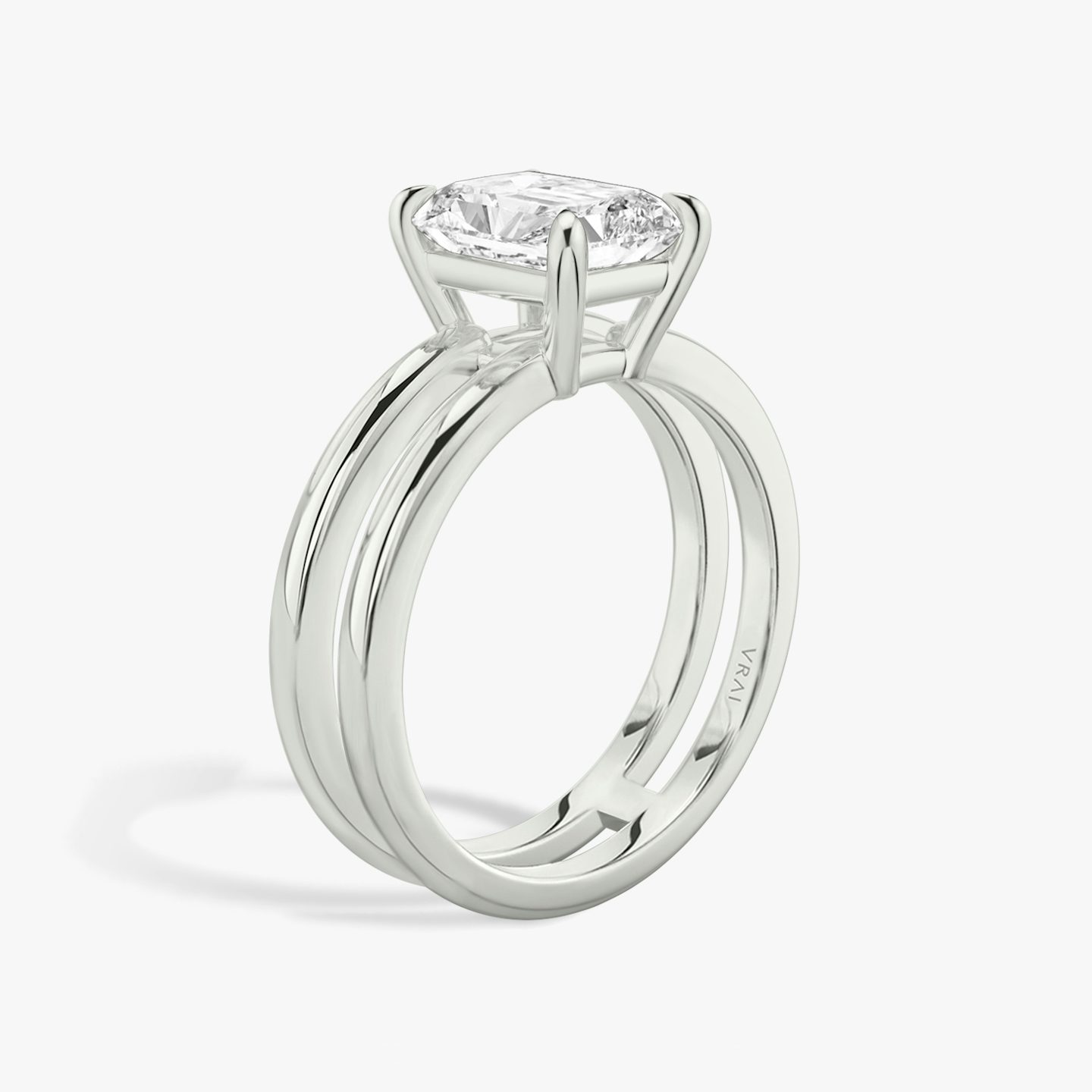 The Double Band | Radiant | Platinum | Band: Plain | Diamond orientation: vertical | Carat weight: See full inventory