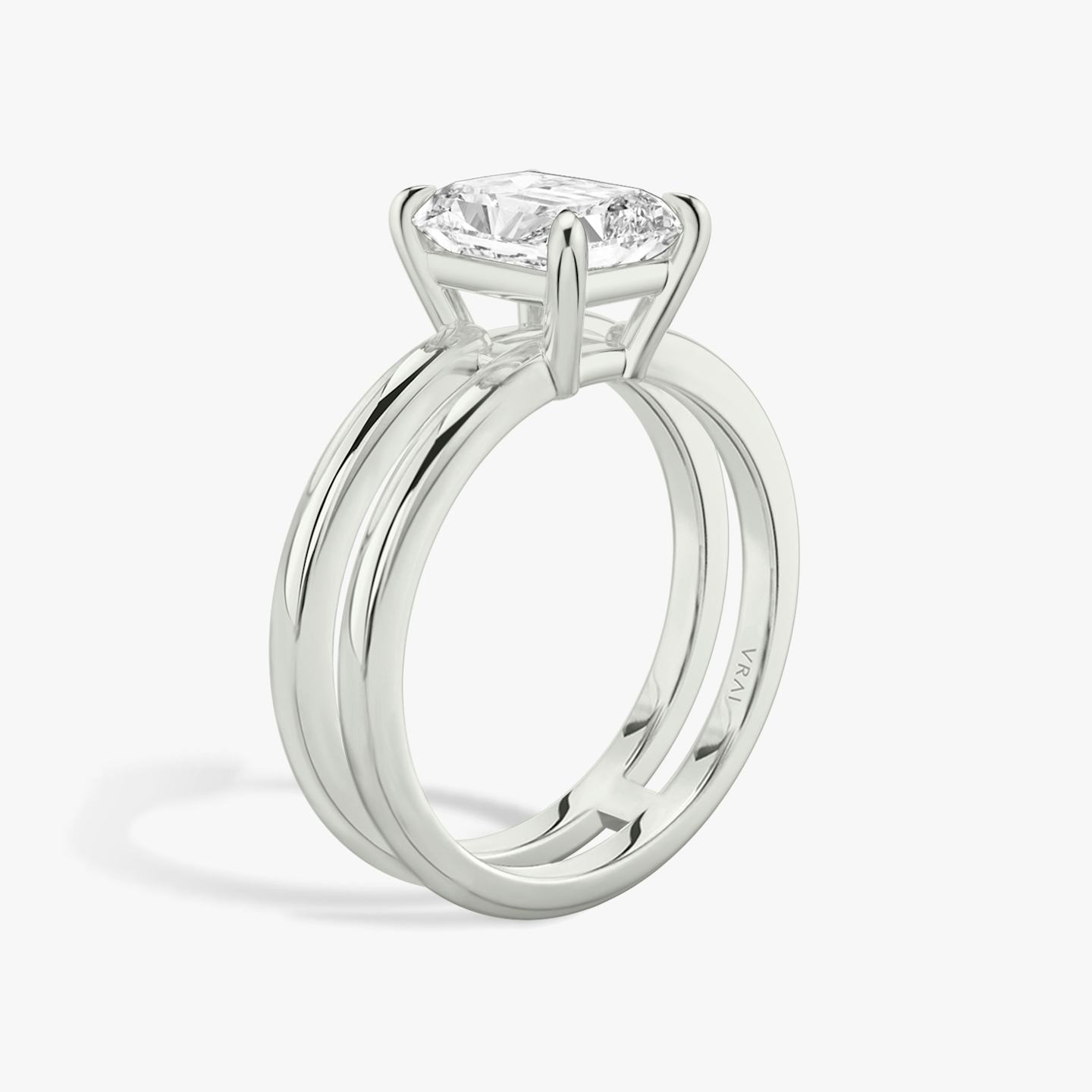 The Double Band | Radiant | 18k | 18k White Gold | Band: Plain | Diamond orientation: vertical | Carat weight: See full inventory
