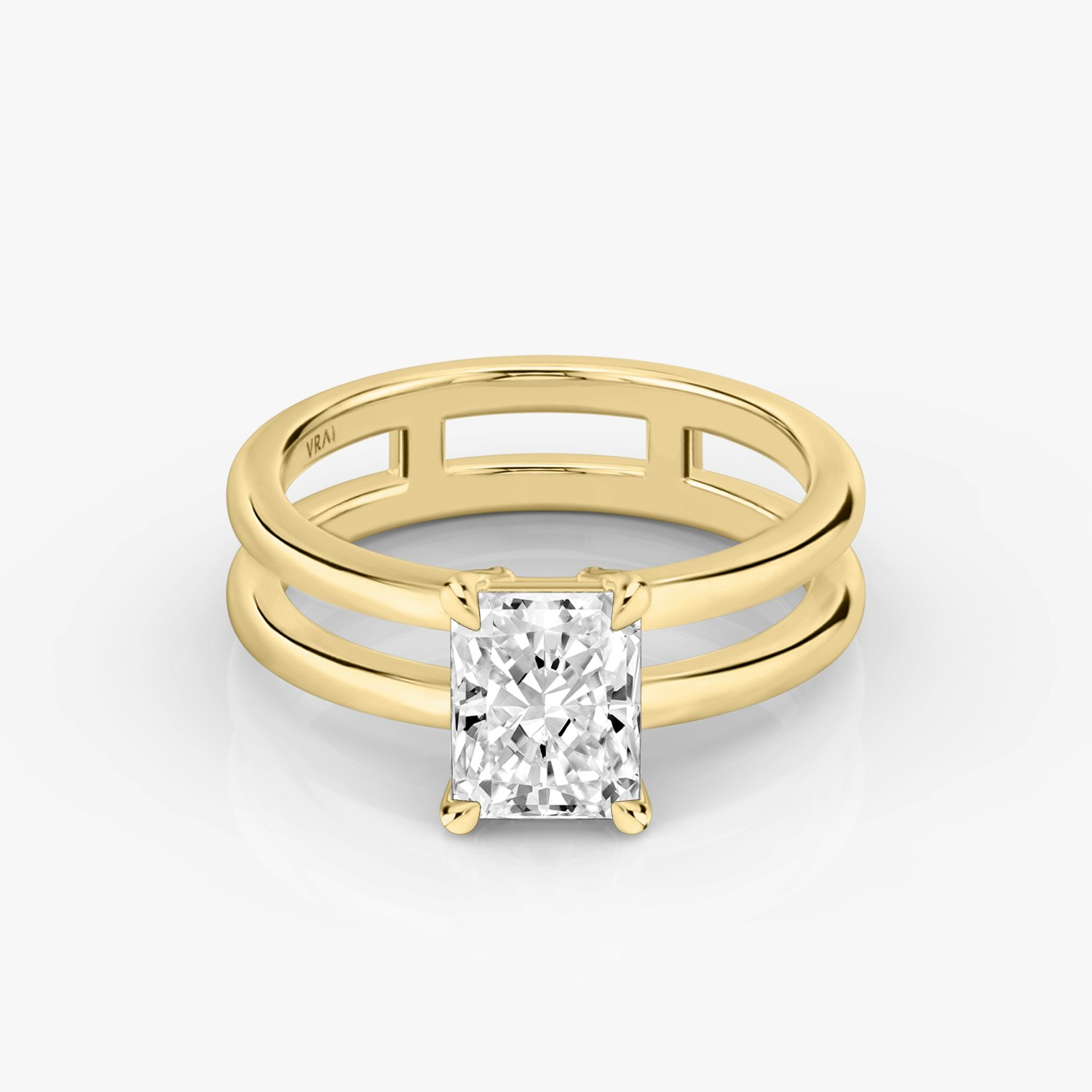 Double Band Radiant Engagement Ring | 18k Yellow Gold