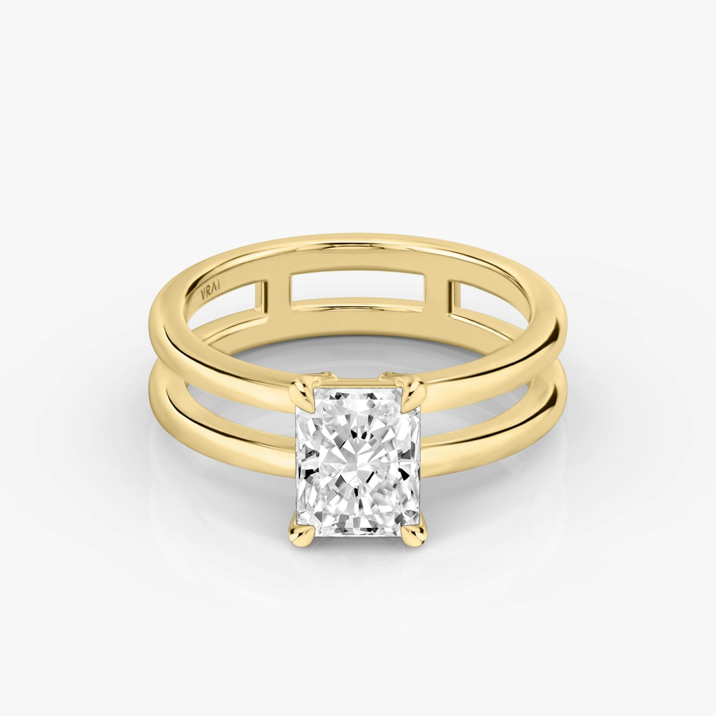 The Double Band | Radiant | 18k | 18k Yellow Gold | Band: Plain | Diamond orientation: vertical | Carat weight: See full inventory