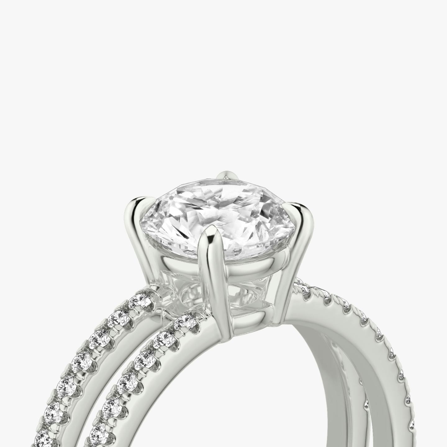 The Double Band | Round Brilliant | 18k | 18k White Gold | Band: Pavé | Carat weight: 1 | Band stone shape: Round Brilliant | Diamond orientation: vertical