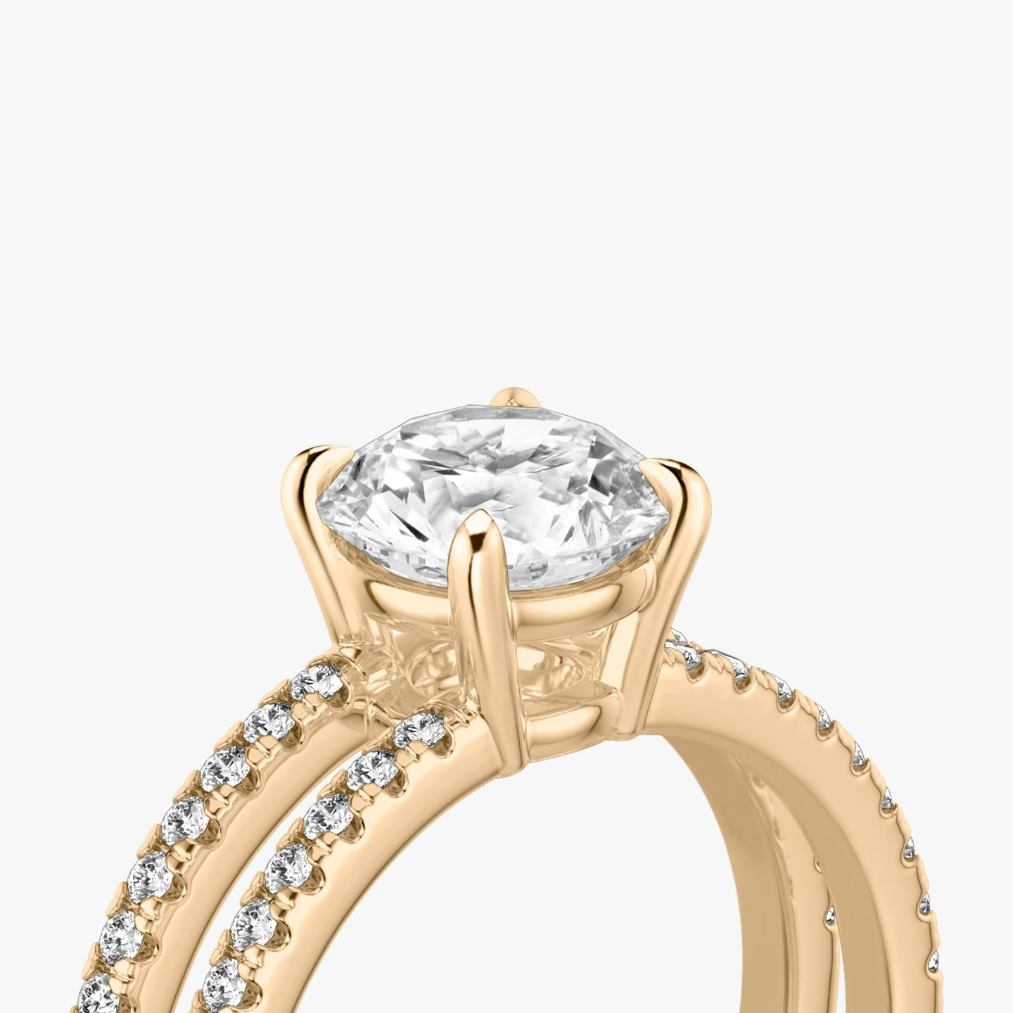 The Double Band | Round Brilliant | 14k | 14k Rose Gold | Band: Pavé | Carat weight: 2 | Band stone shape: Round Brilliant | Diamond orientation: vertical