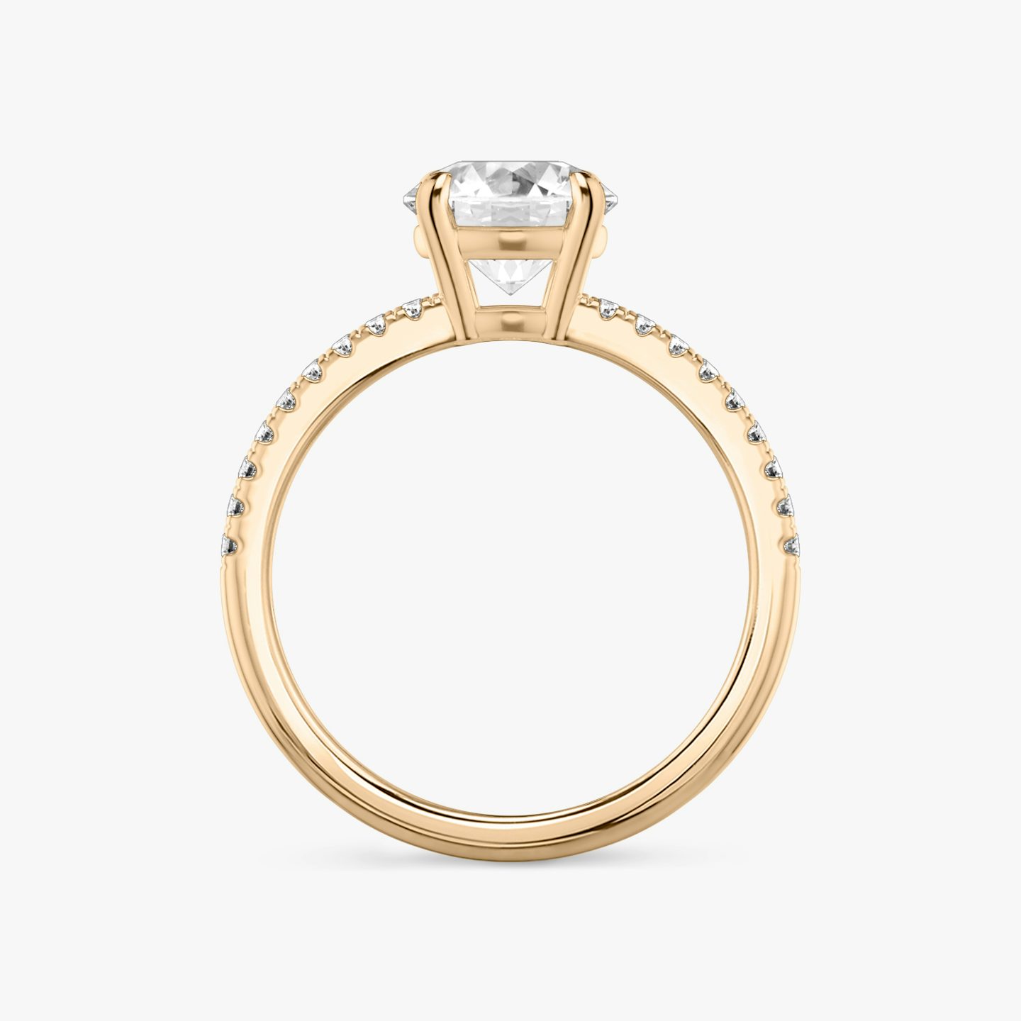 The Double Band | Round Brilliant | 14k | 14k Rose Gold | Band: Pavé | Carat weight: See full inventory | Band stone shape: Round Brilliant | Diamond orientation: vertical