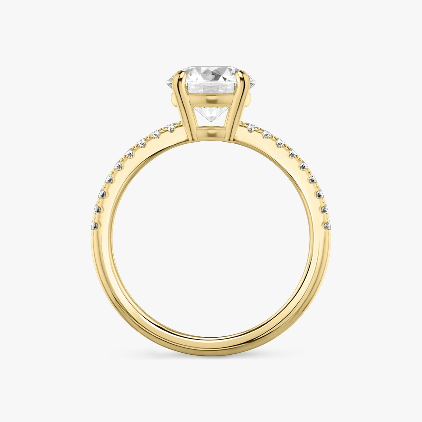 The Double Band | Round Brilliant | 18k | 18k Yellow Gold | Band: Pavé | Carat weight: 2 | Band stone shape: Round Brilliant | Diamond orientation: vertical