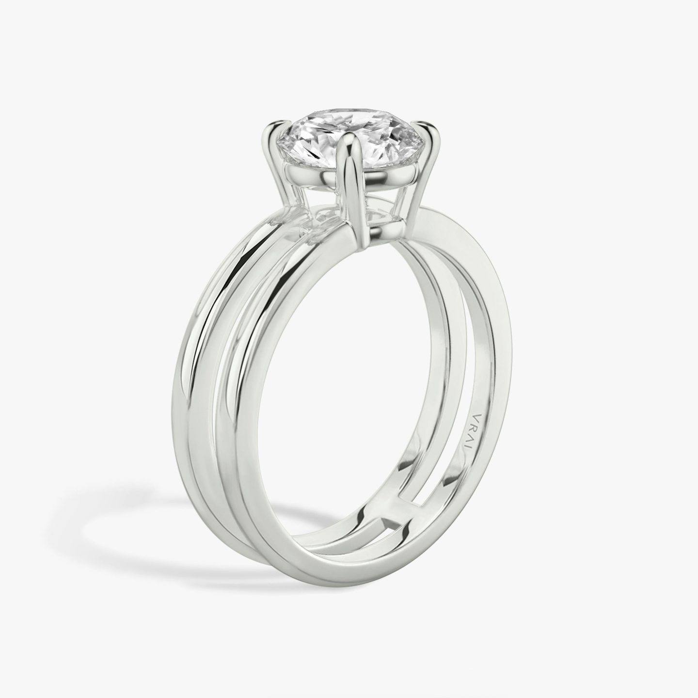 The Double Band | Round Brilliant | 18k | 18k White Gold | Band: Plain | Carat weight: 2 | Diamond orientation: vertical