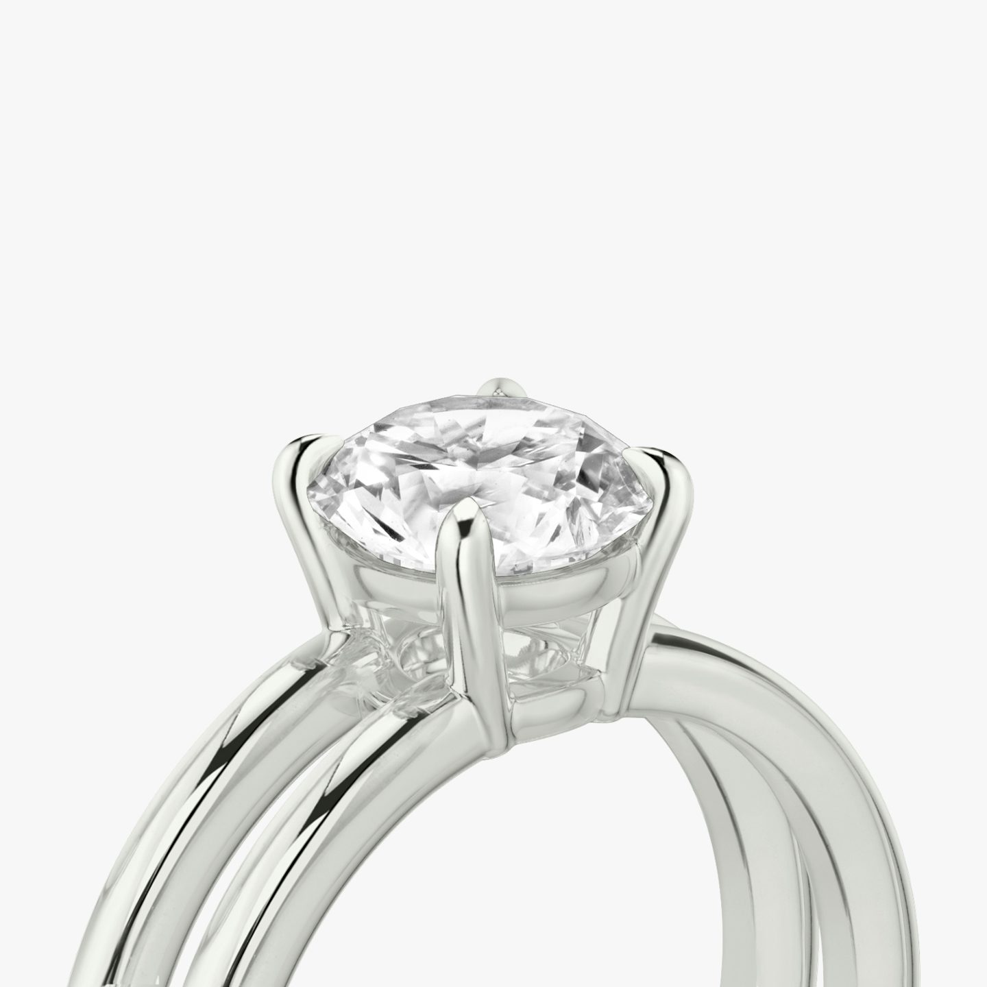 The Double Band | Round Brilliant | 18k | 18k White Gold | Band: Plain | Carat weight: See full inventory | Diamond orientation: vertical