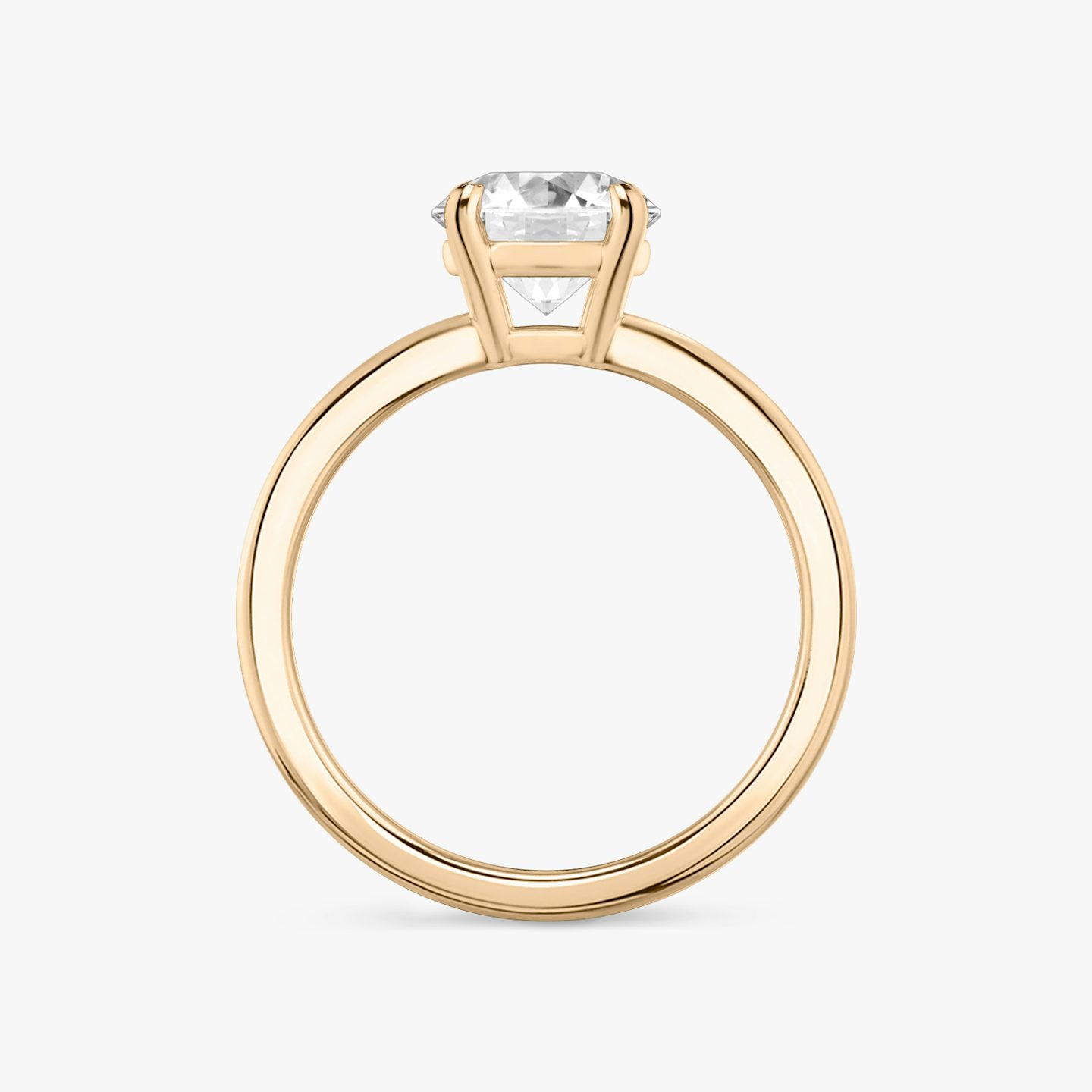 The Double Band | Round Brilliant | 14k | 14k Rose Gold | Band: Plain | Carat weight: See full inventory | Diamond orientation: vertical