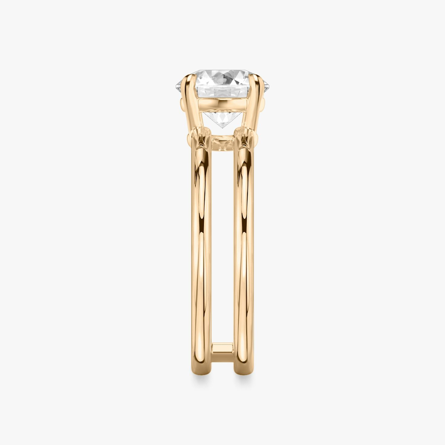 The Double Band | Round Brilliant | 14k | 14k Rose Gold | Band: Plain | Carat weight: 1 | Diamond orientation: vertical
