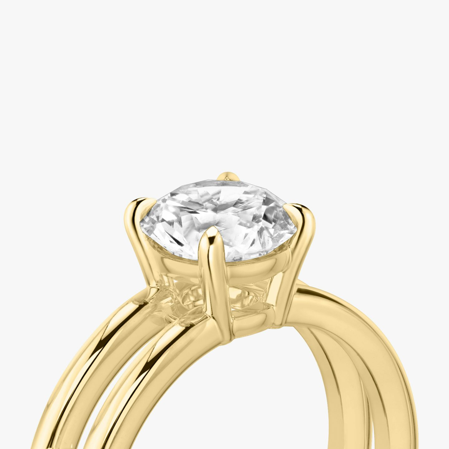 The Double Band | Round Brilliant | 18k | 18k Yellow Gold | Band: Plain | Carat weight: 1½ | Diamond orientation: vertical