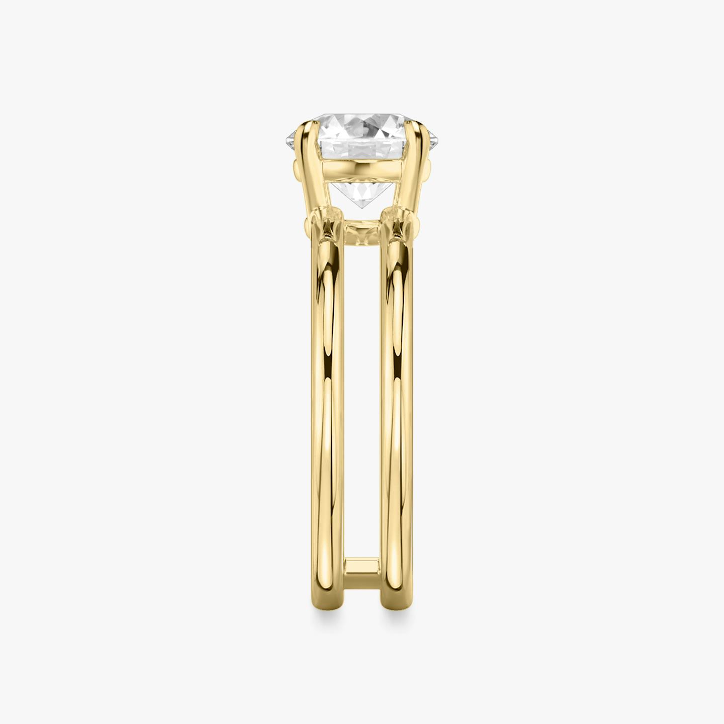 The Double Band | Round Brilliant | 18k | 18k Yellow Gold | Band: Plain | Carat weight: See full inventory | Diamond orientation: vertical