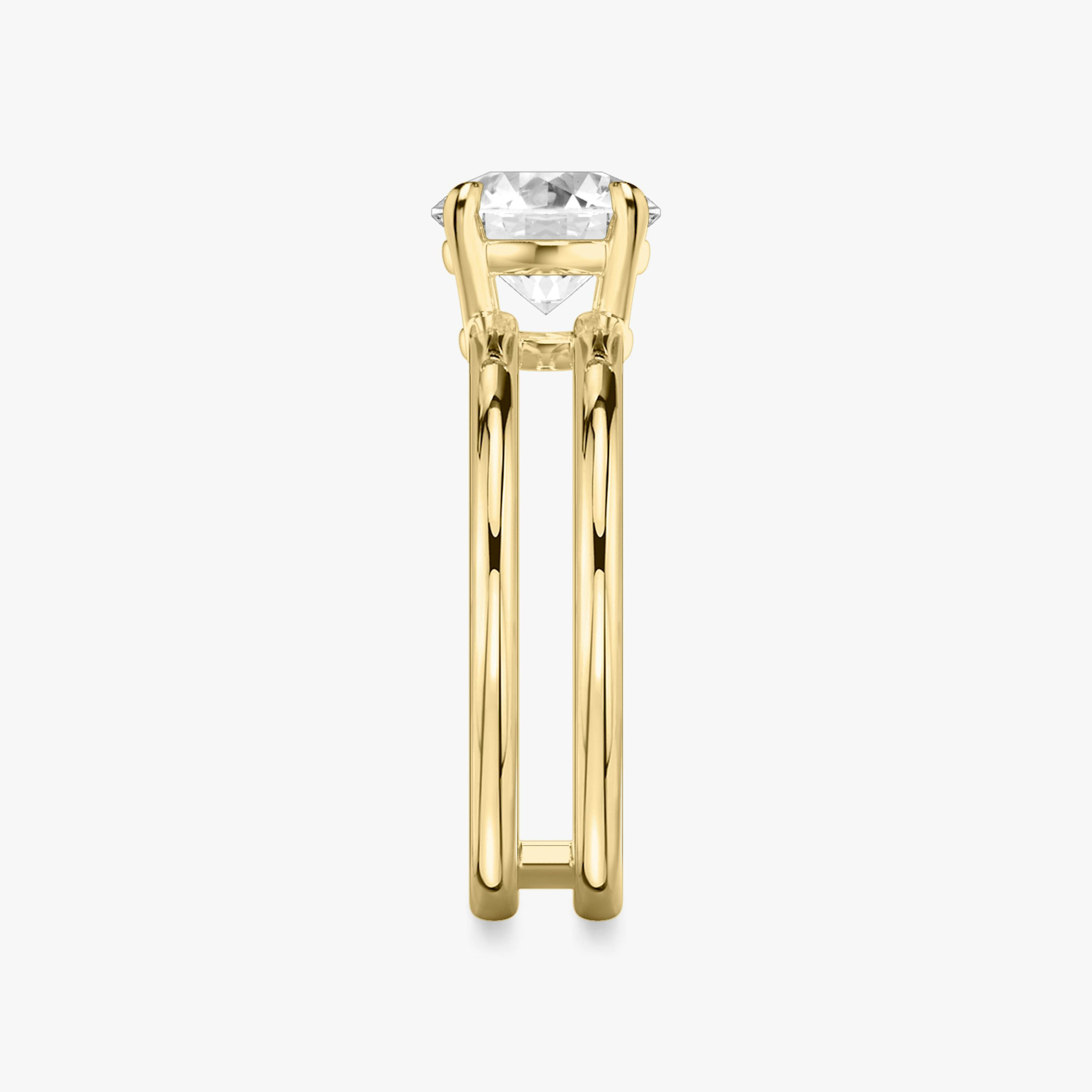 The Double Band | Round Brilliant | 18k | 18k Yellow Gold | Band: Plain | Carat weight: 1 | Diamond orientation: vertical