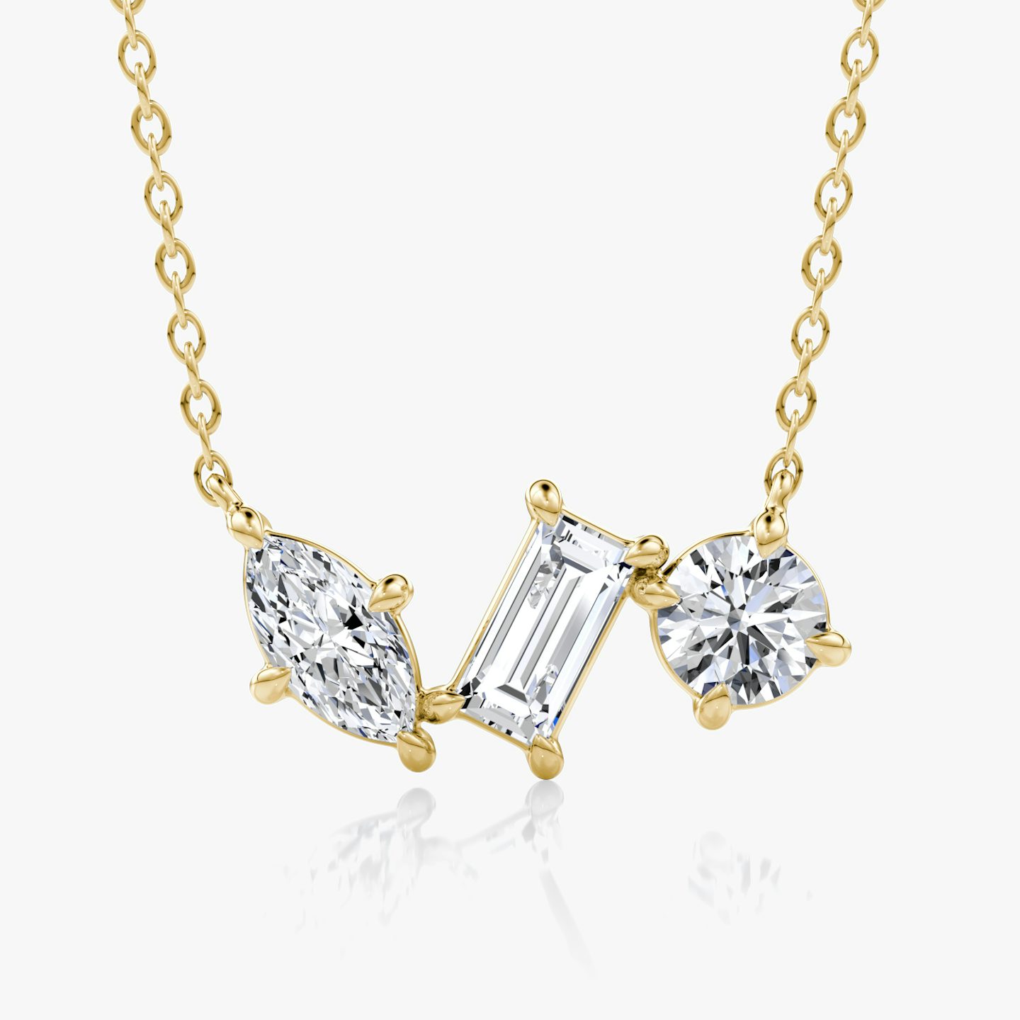 Collar Orion | Brillante, Baguette y Marquise | 14k | Oro amarillo de 18 quilates | Longitud de la cadena: 16-18 | Tamaño de los diamantes: Original