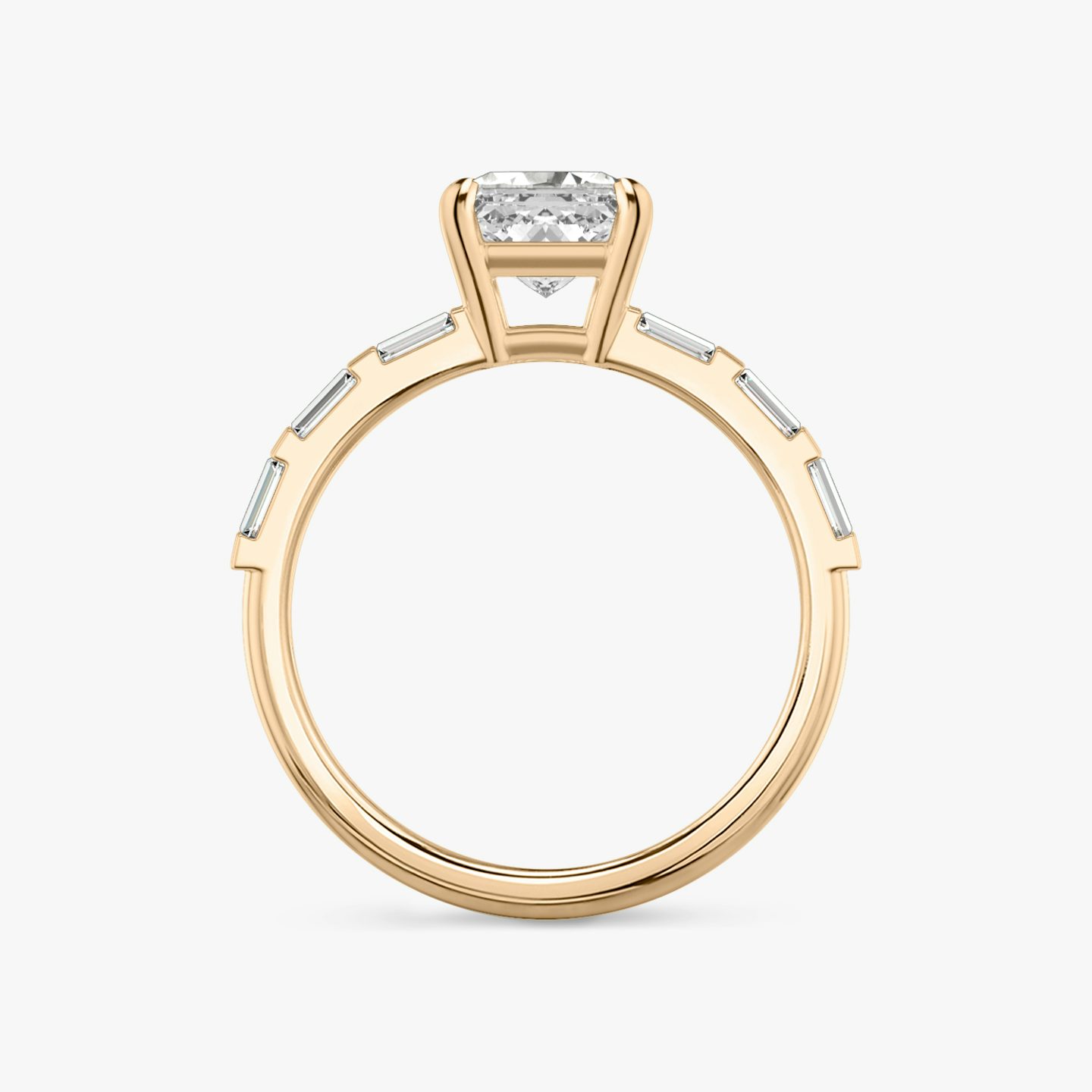 The Double Band | Asscher | 14k | 14k Rose Gold | Band: Pavé | Band stone shape: Baguette | Diamond orientation: vertical | Carat weight: See full inventory