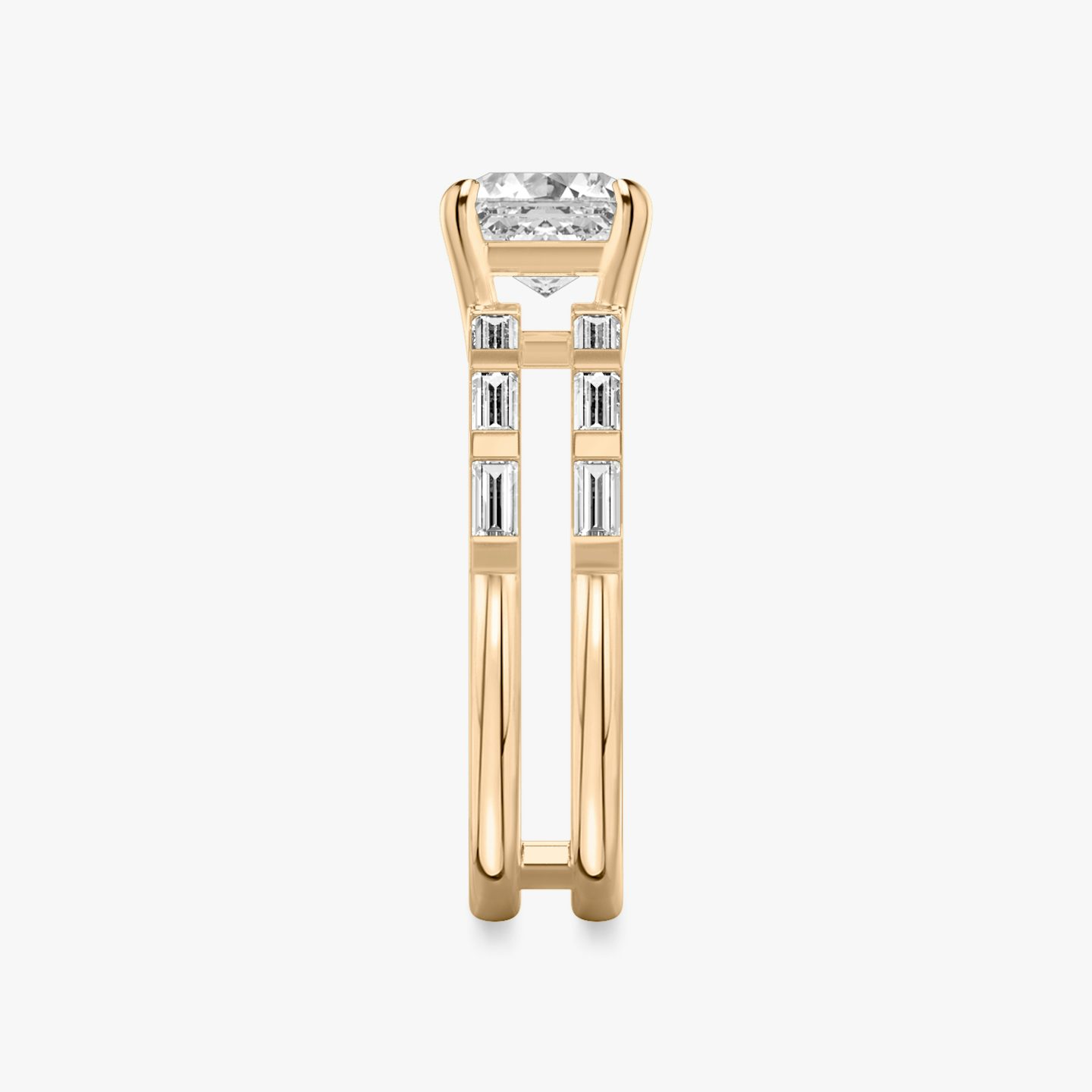 The Double Band | Asscher | 14k | 14k Rose Gold | Band: Pavé | Band stone shape: Baguette | Diamond orientation: vertical | Carat weight: See full inventory