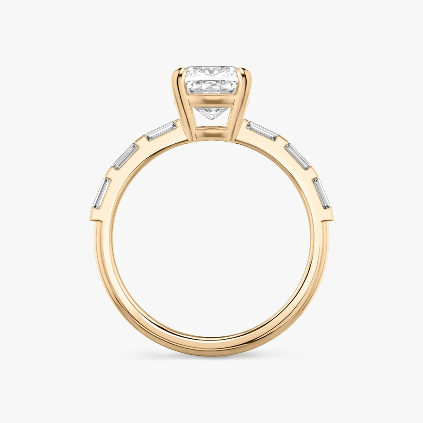 The Double Band | Pavé Cushion | 14k | 14k Rose Gold | Band: Pavé | Band stone shape: Baguette | Diamond orientation: vertical | Carat weight: See full inventory