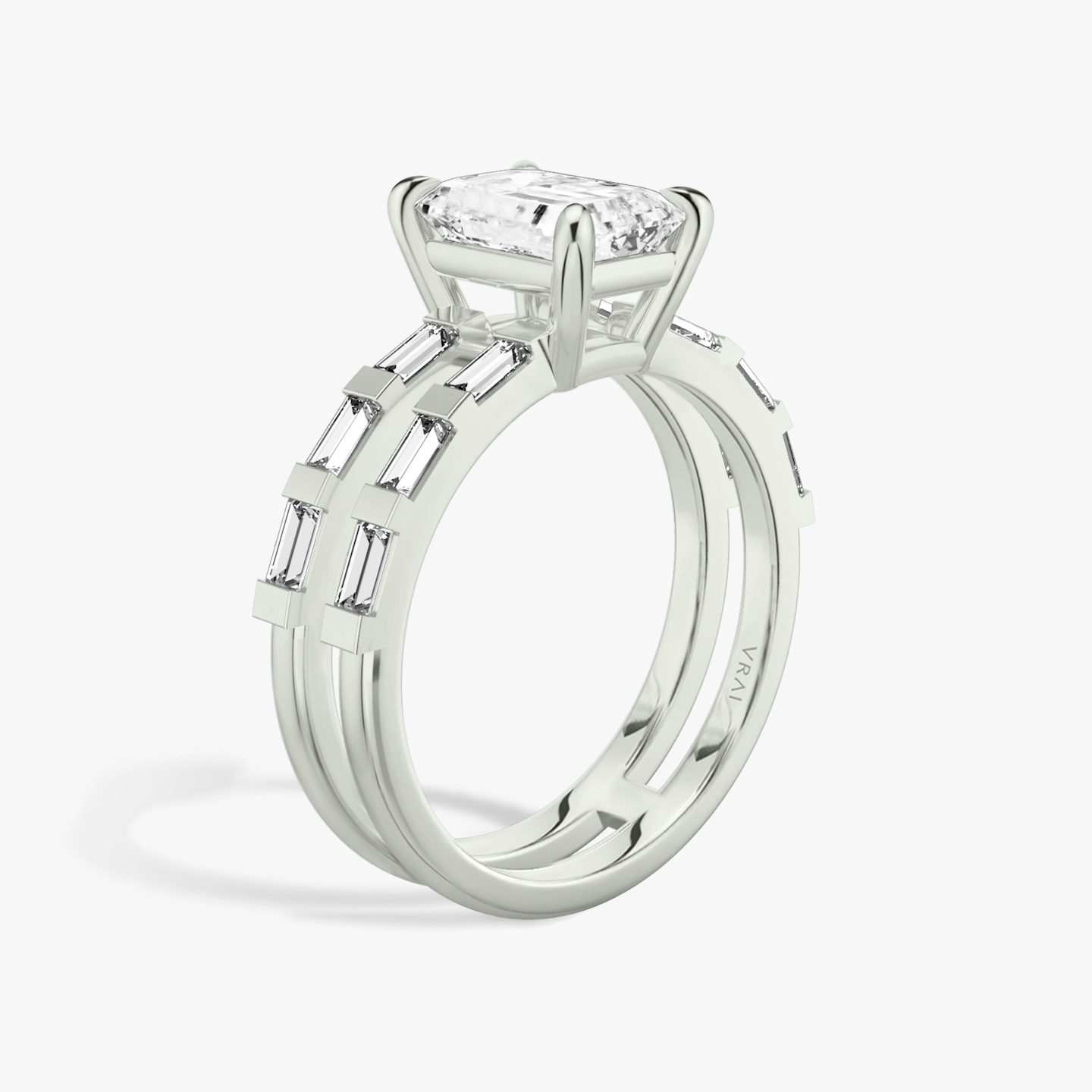 Double Band | Emerald | 18k | 18k Weißgold | Ring: Pavé | Ringbesatz: Baguette | Diamantausrichtung: vertical | Karatgewicht: Gesamtbestand ansehen
