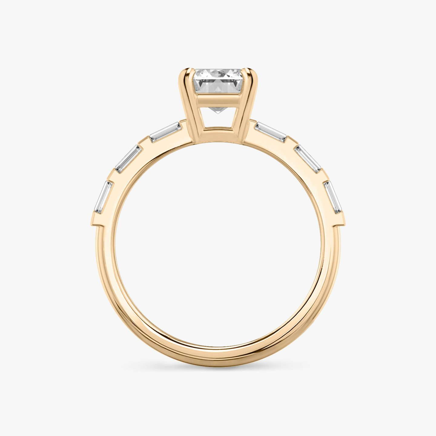 The Double Band | Emerald | 14k | 14k Rose Gold | Band: Pavé | Band stone shape: Baguette | Diamond orientation: vertical | Carat weight: See full inventory