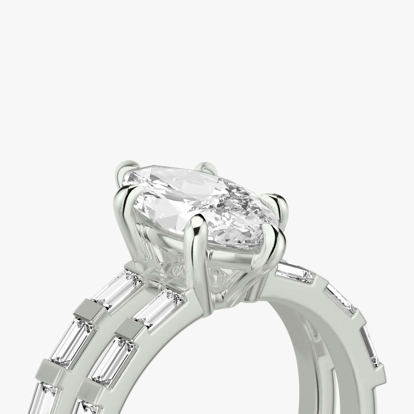 The Double Band | Pavé Marquise | Platinum | Band: Pavé | Band stone shape: Baguette | Diamond orientation: vertical | Carat weight: See full inventory