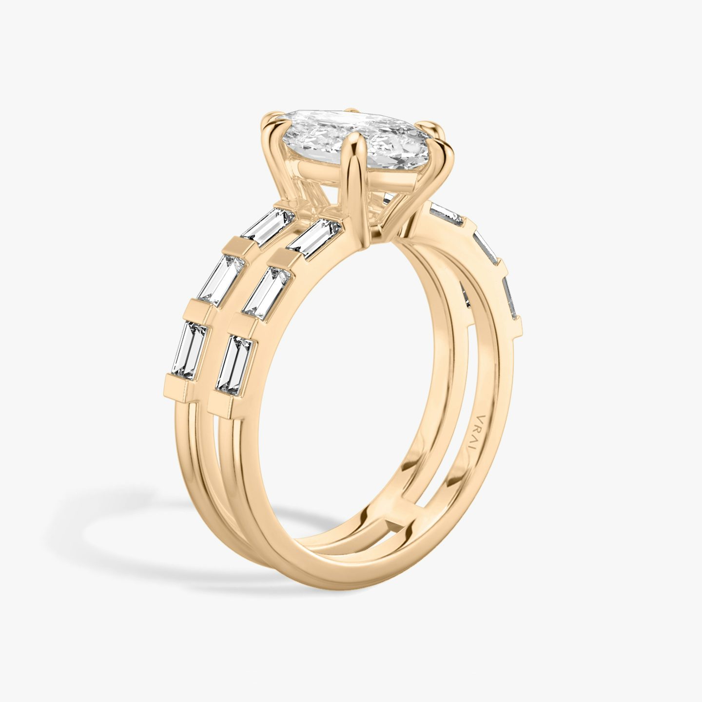The Double Band | Pavé Marquise | 14k | 14k Rose Gold | Band: Pavé | Band stone shape: Baguette | Diamond orientation: vertical | Carat weight: See full inventory