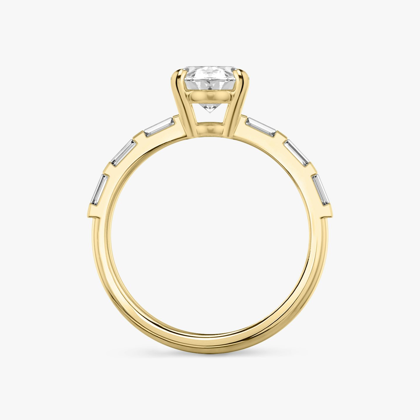The Double Band | Oval | 18k | 18k Yellow Gold | Band: Pavé | Band stone shape: Baguette | Diamond orientation: vertical | Carat weight: See full inventory