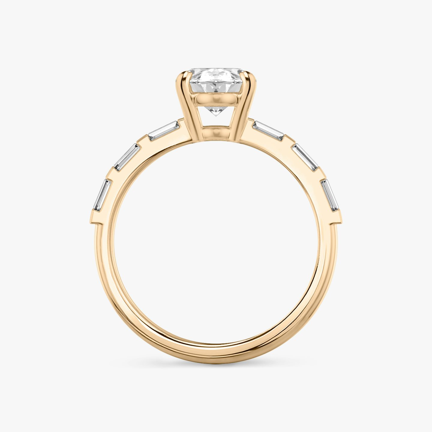 The Double Band | Oval | 14k | 14k Rose Gold | Band: Pavé | Band stone shape: Baguette | Diamond orientation: vertical | Carat weight: See full inventory