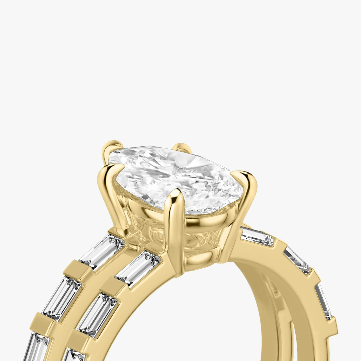 The Double Band | Pear | 18k | 18k Yellow Gold | Band: Pavé | Band stone shape: Baguette | Diamond orientation: vertical | Carat weight: See full inventory