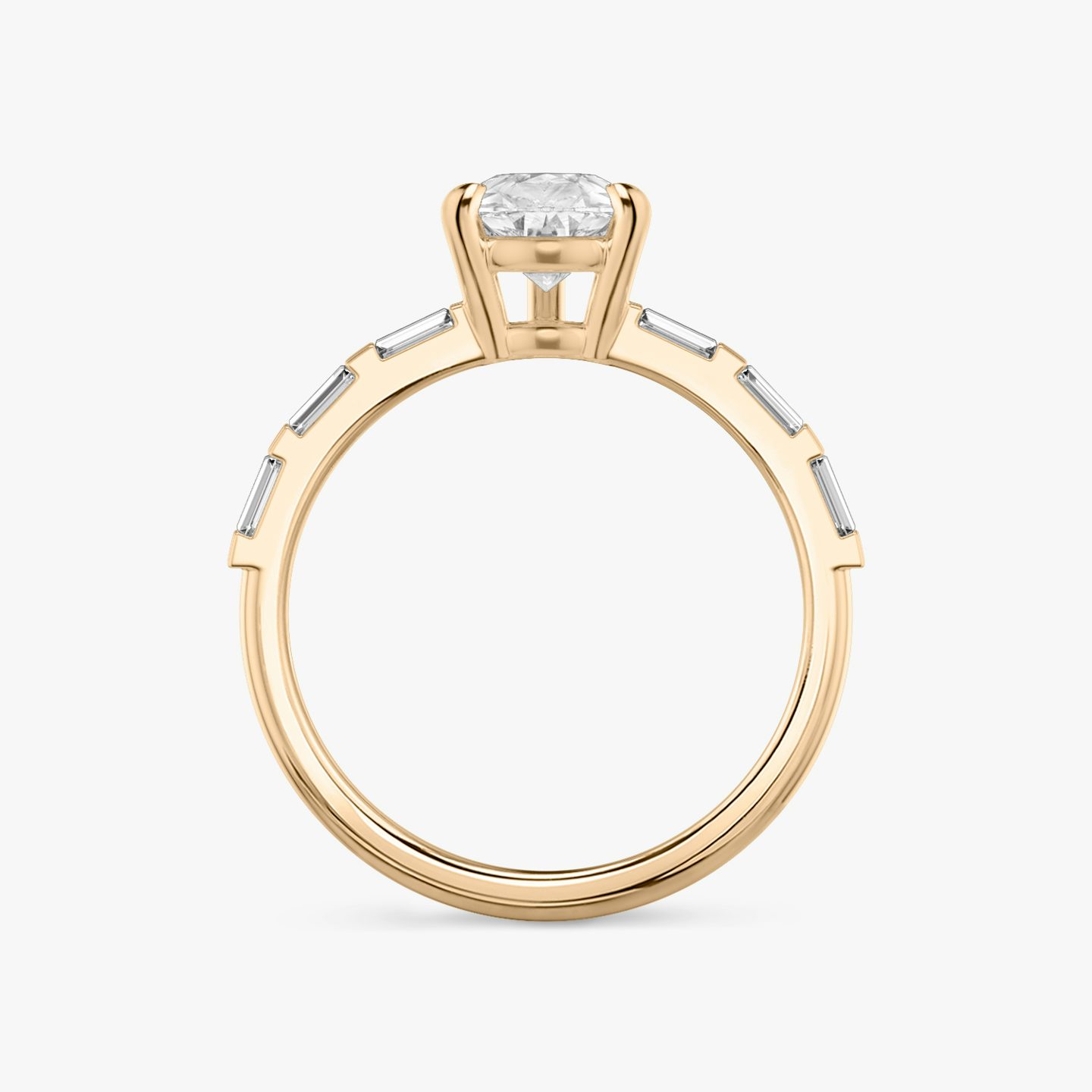 The Double Band | Pear | 14k | 14k Rose Gold | Band: Pavé | Band stone shape: Baguette | Diamond orientation: vertical | Carat weight: See full inventory