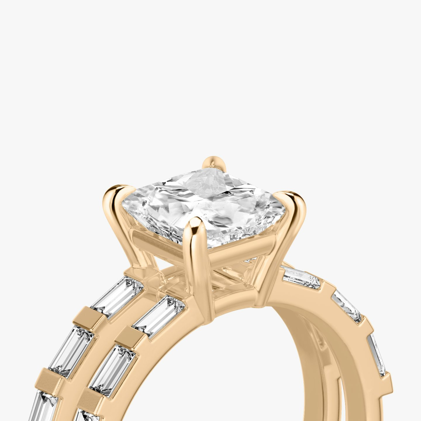 The Double Band | Princess | 14k | 14k Rose Gold | Band: Pavé | Band stone shape: Baguette | Diamond orientation: vertical | Carat weight: See full inventory