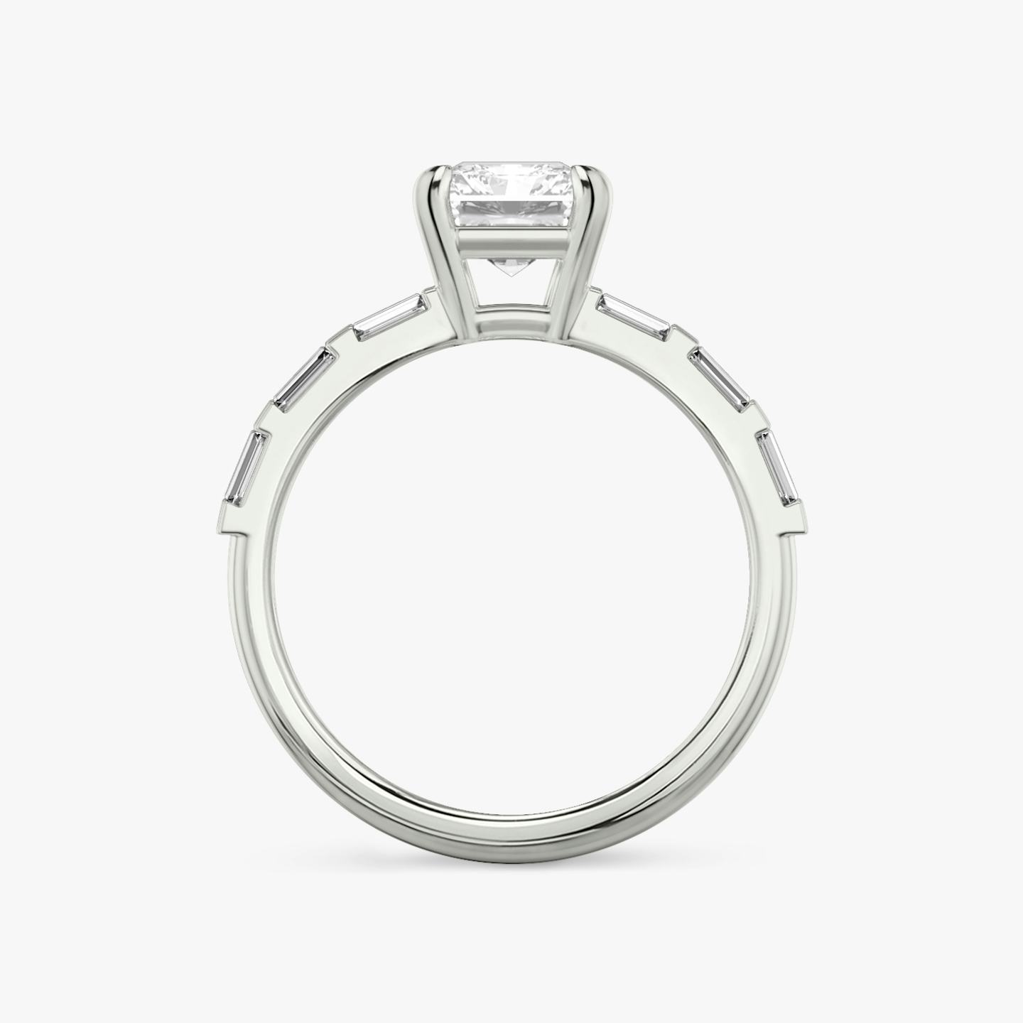 The Double Band | Radiant | Platinum | Band: Pavé | Band stone shape: Baguette | Diamond orientation: vertical | Carat weight: See full inventory