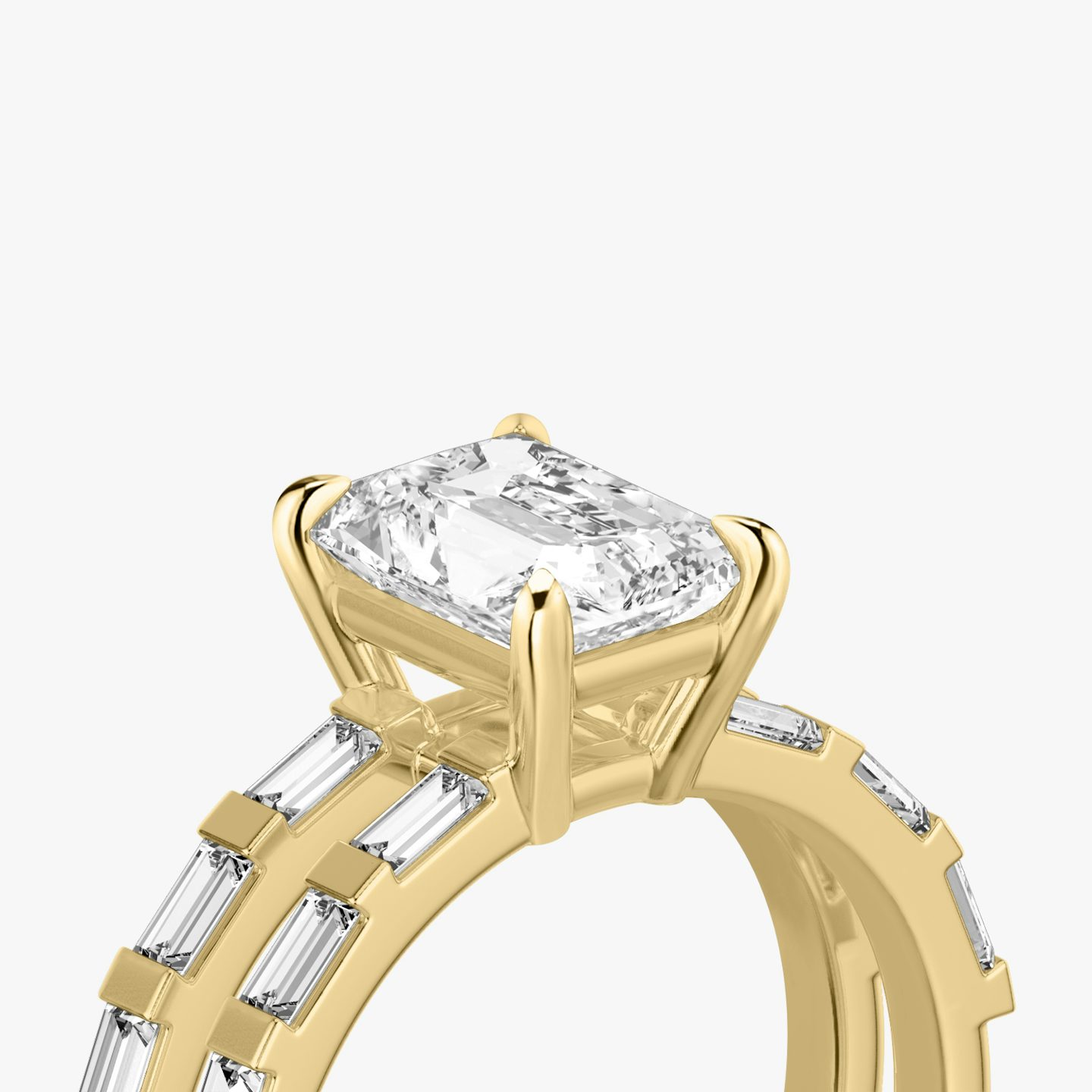 The Double Band | Radiant | 18k | 18k Yellow Gold | Band: Pavé | Band stone shape: Baguette | Diamond orientation: vertical | Carat weight: See full inventory