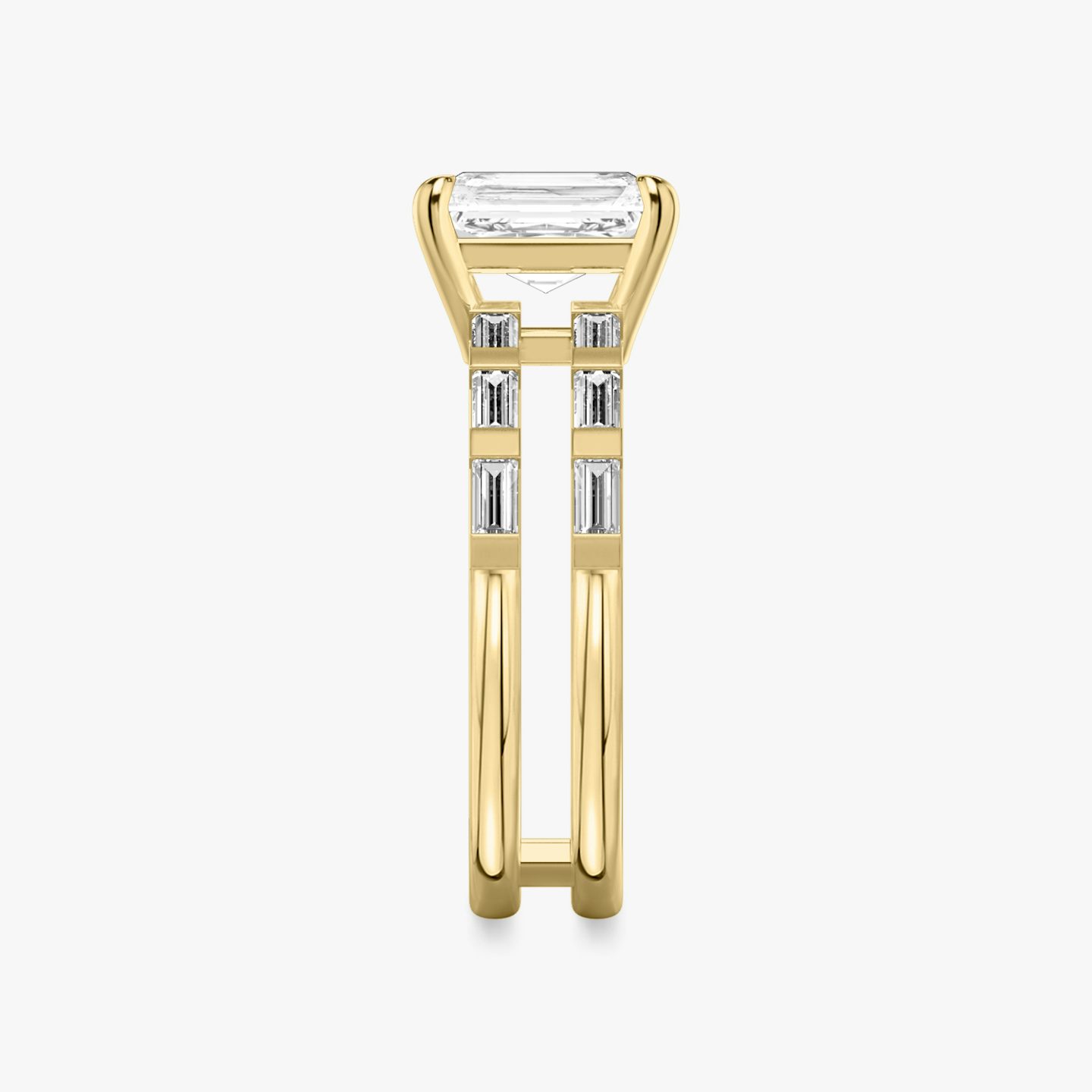 The Double Band | Radiant | 18k | 18k Yellow Gold | Band: Pavé | Band stone shape: Baguette | Diamond orientation: vertical | Carat weight: See full inventory