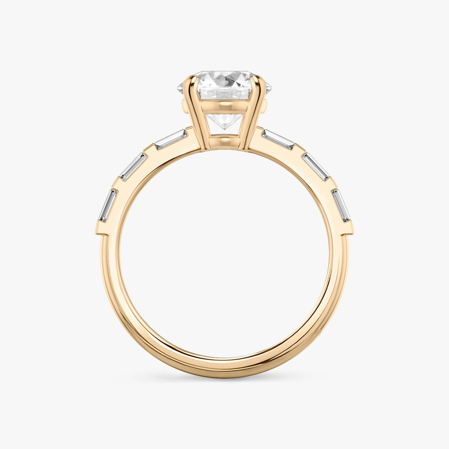 The Double Band | Round Brilliant | 14k | 14k Rose Gold | Band: Pavé | Carat weight: 2 | Band stone shape: Baguette | Diamond orientation: vertical