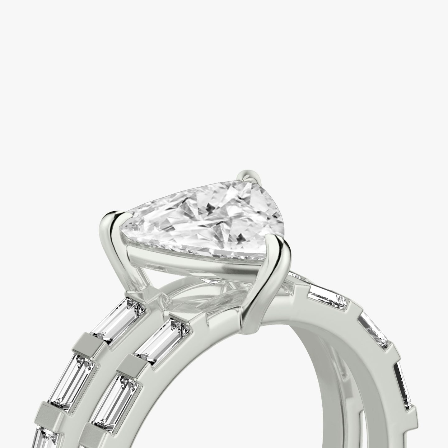 The Double Band | Trillion | 18k | 18k White Gold | Band: Pavé | Band stone shape: Baguette | Diamond orientation: vertical | Carat weight: See full inventory
