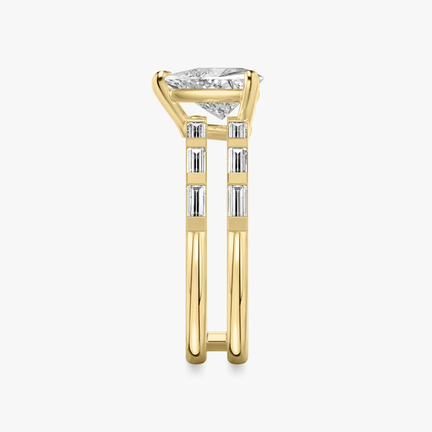 The Double Band | Trillion | 18k | 18k Yellow Gold | Band: Pavé | Band stone shape: Baguette | Diamond orientation: vertical | Carat weight: See full inventory