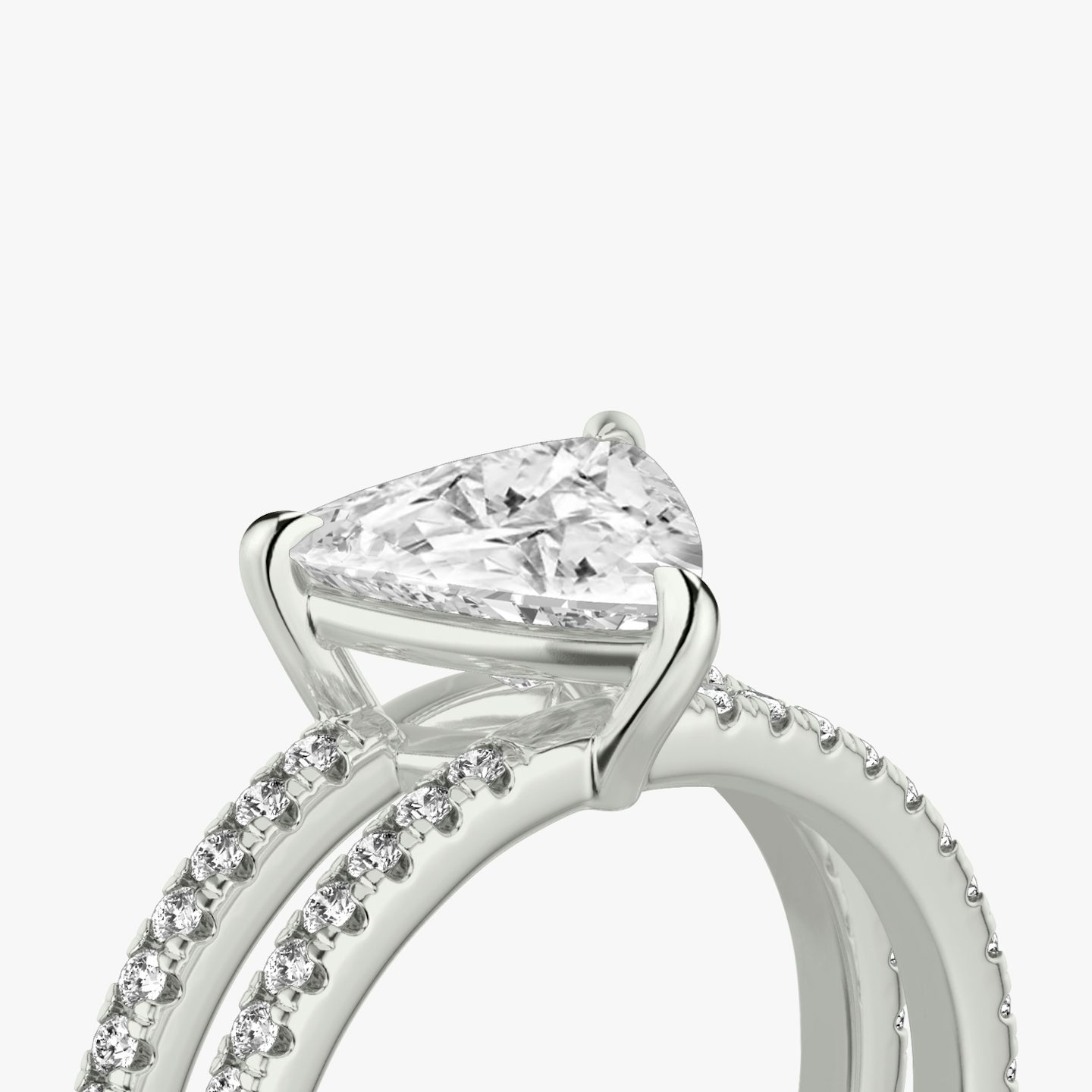 The Double Band | Trillion | 18k | 18k White Gold | Band: Pavé | Band stone shape: Round Brilliant | Diamond orientation: vertical | Carat weight: See full inventory
